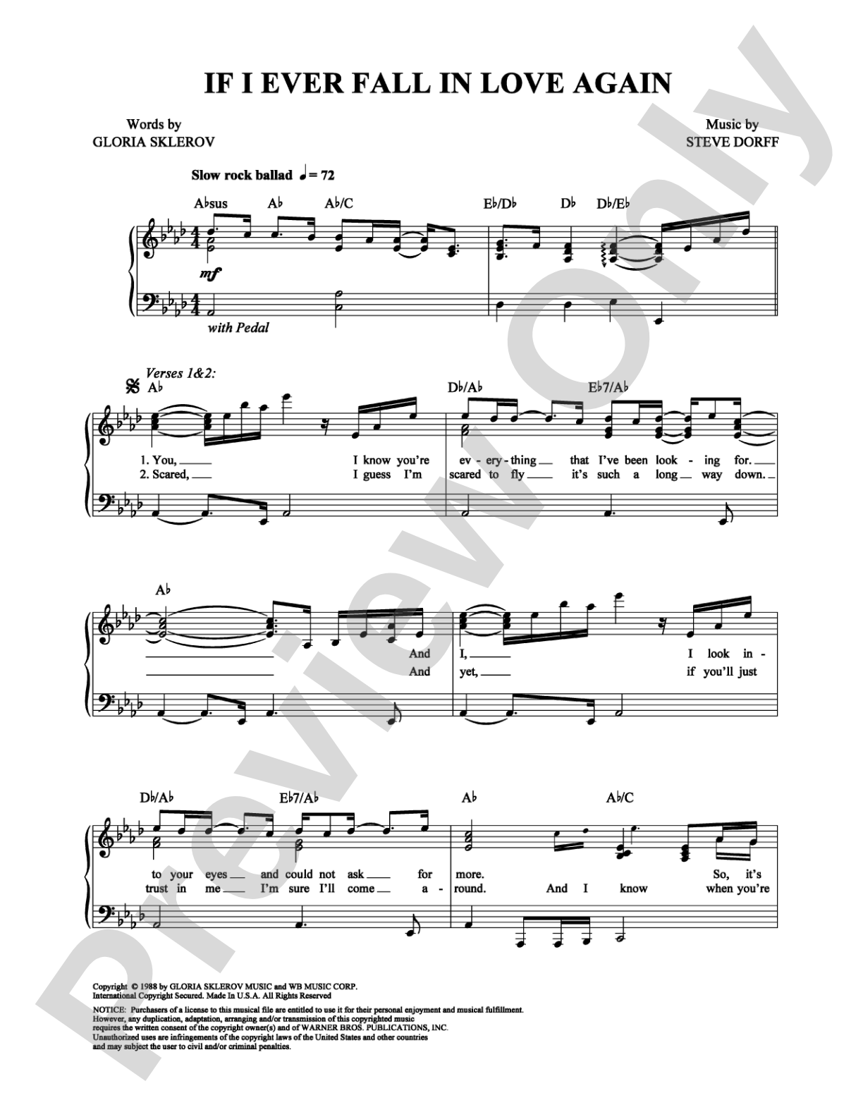 If I Ever Fall in Love Again: Piano/Vocal/Chords Digital Sheet Music