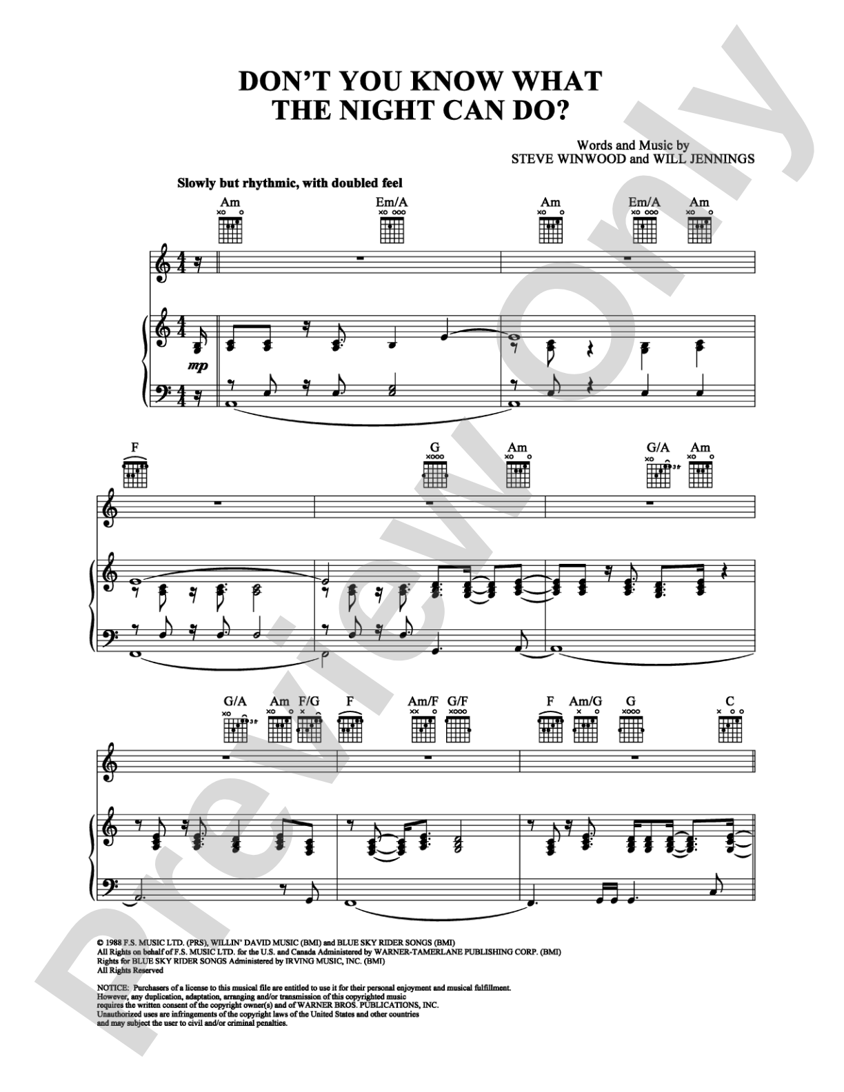 Don't You Know What the Night Can Do: Piano/Vocal/Chords Digital Sheet Music