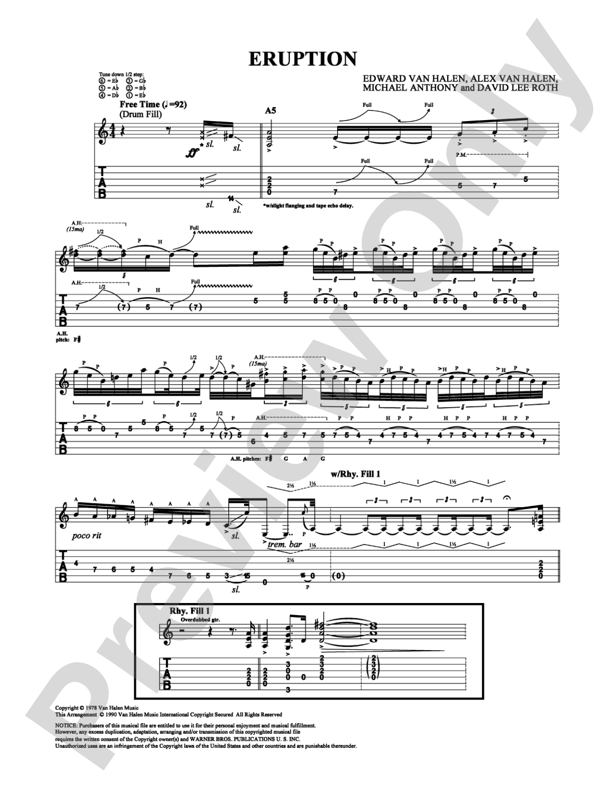 Eruption: Guitar TAB Digital Sheet Music