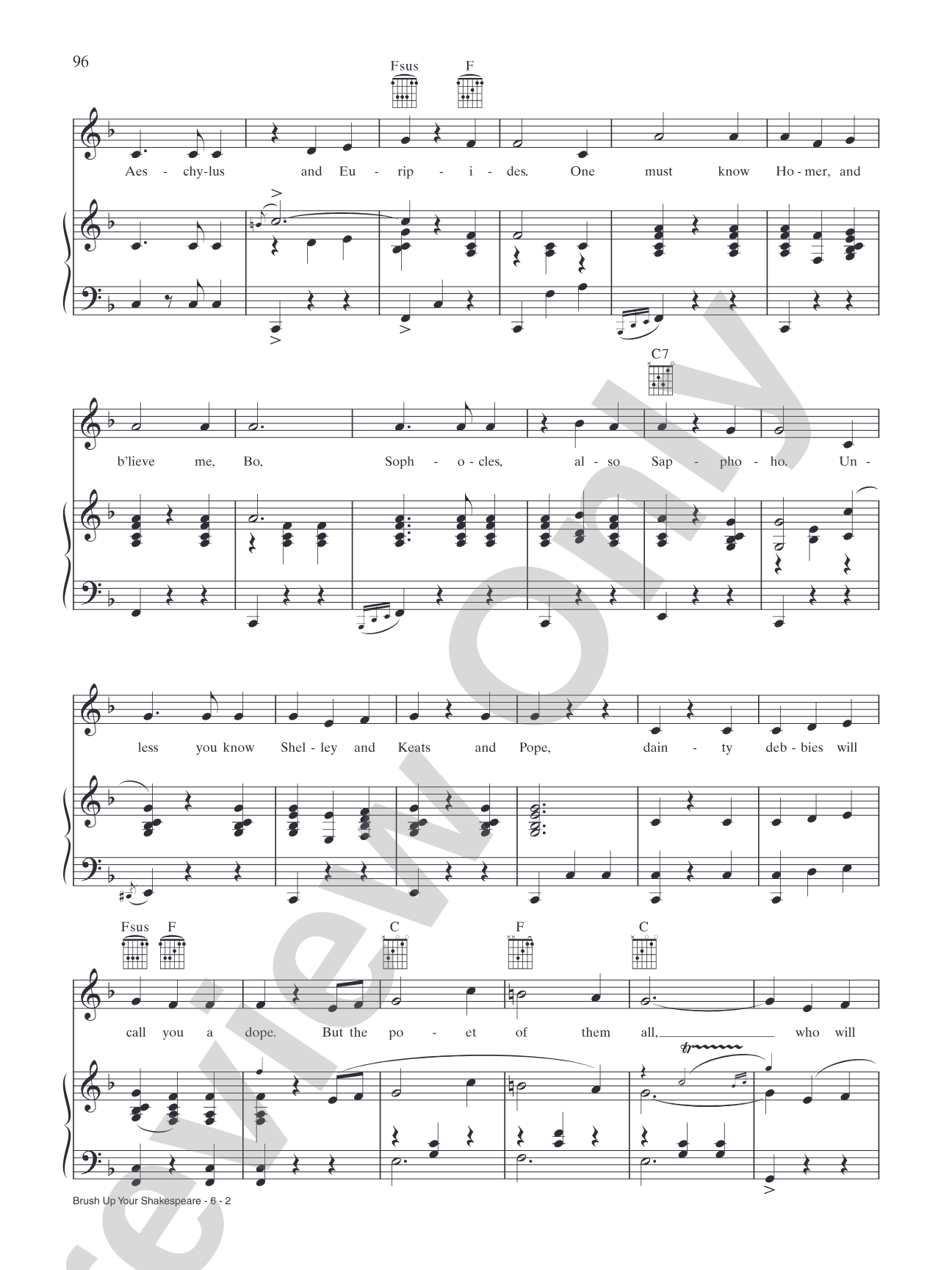 Brush up Your Shakespeare: Piano/Vocal/Chords
