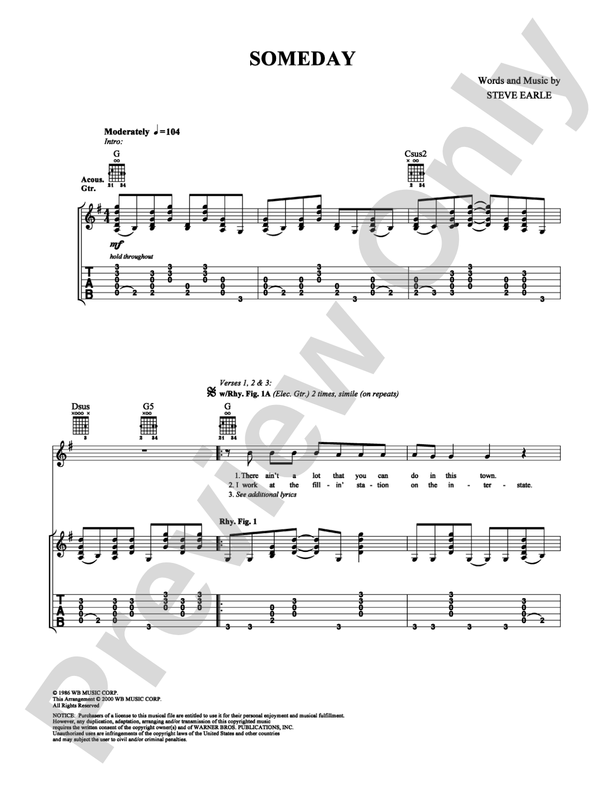 Someday: Guitar TAB Digital Sheet Music