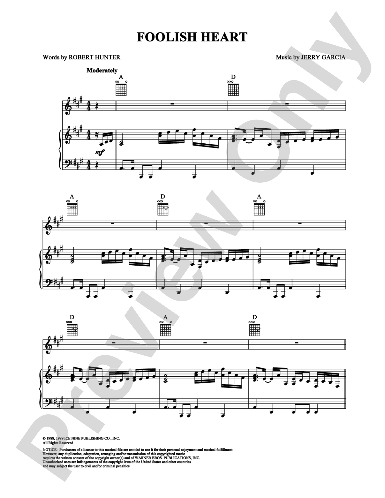 Foolish Heart: Piano/Vocal/Chords Digital Sheet Music