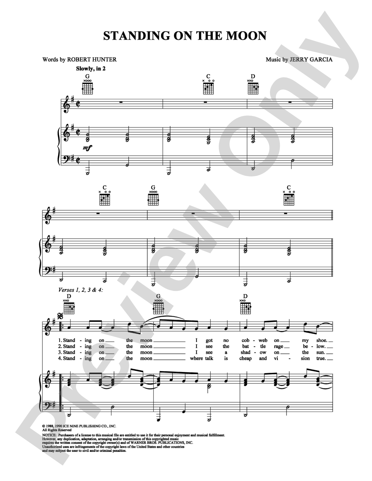 Standing on the Moon: Piano/Vocal/Chords Digital Sheet Music