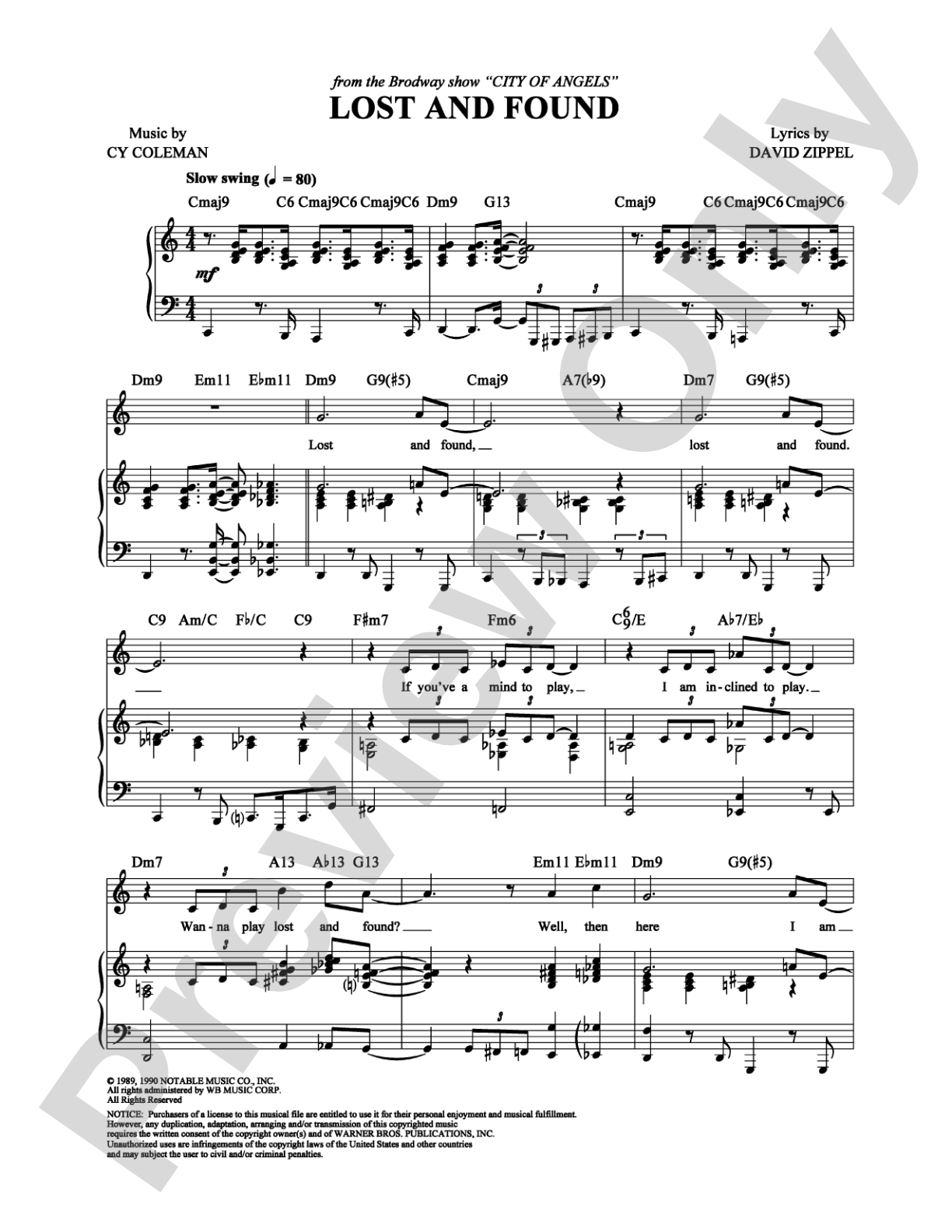 Lost and Found: Piano/Vocal/Chords Digital Sheet Music