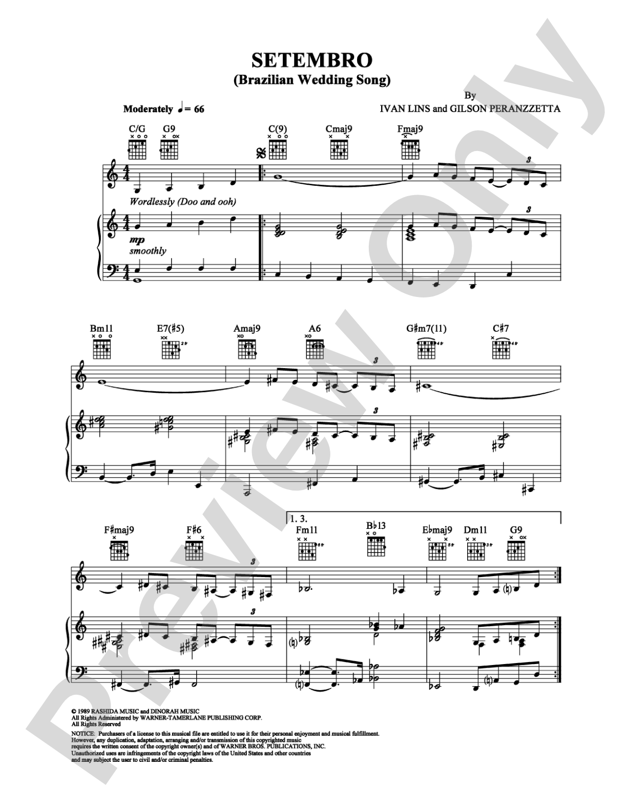 Setembro (Brazilian Wedding Song): Piano/Vocal/Chords Digital Sheet Music