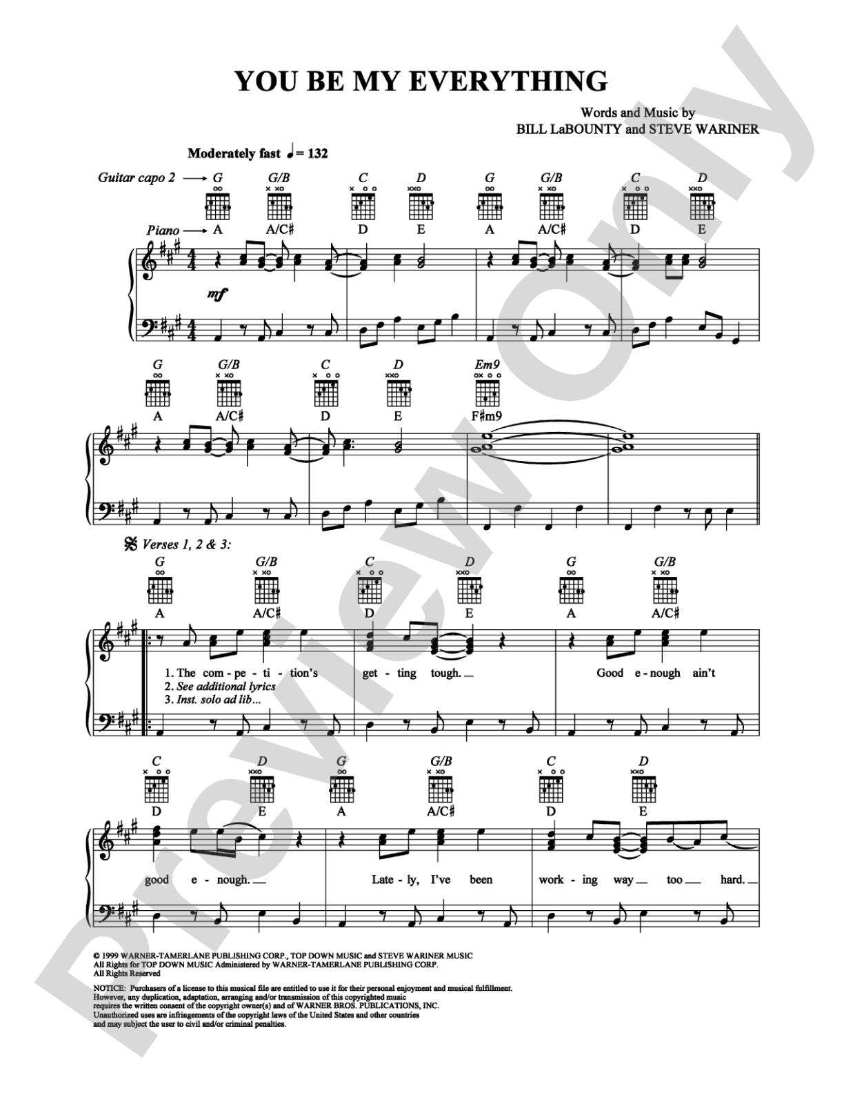 You Be My Everything: Piano/Vocal/Chords Digital Sheet Music
