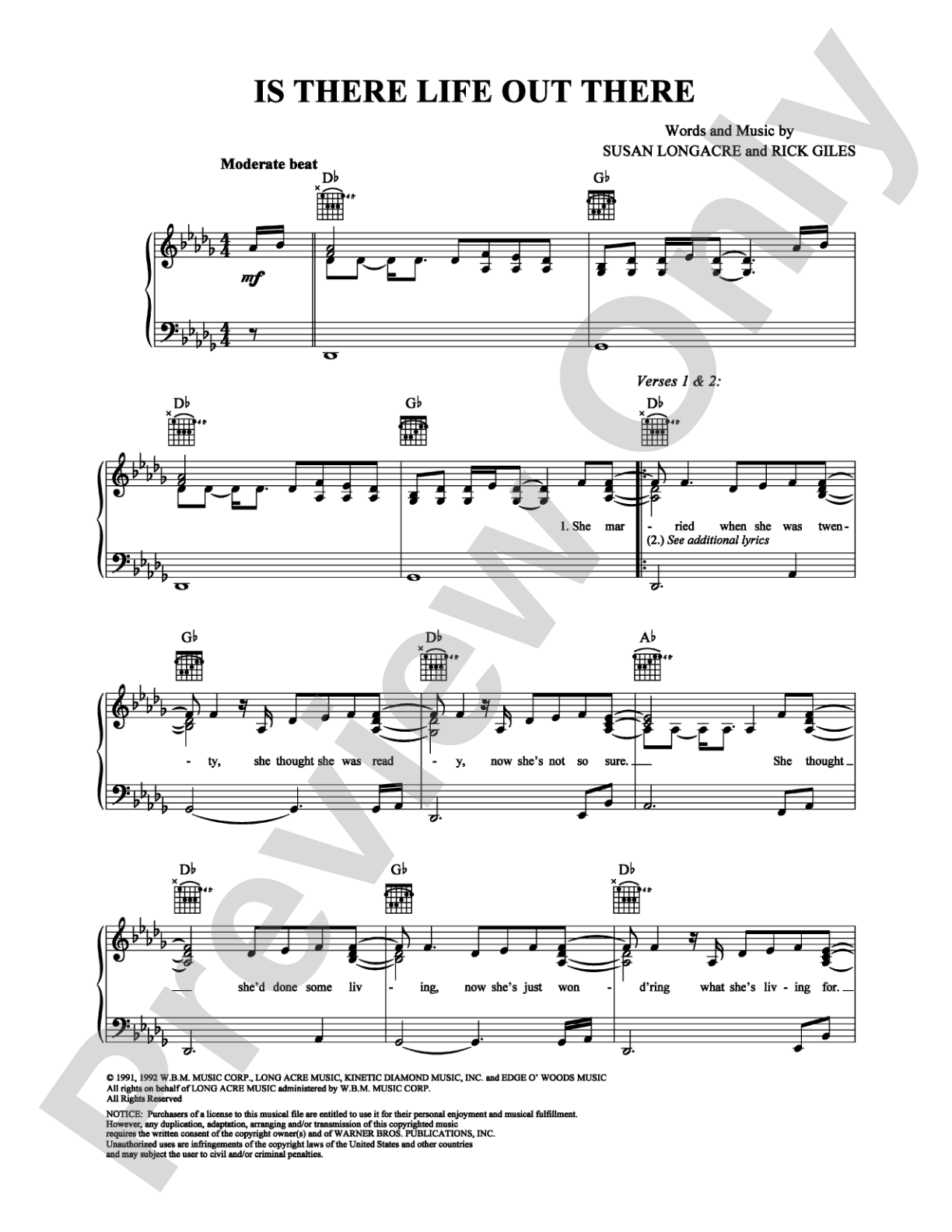 Is There Life Out There: Piano/Vocal/Chords Digital Sheet Music