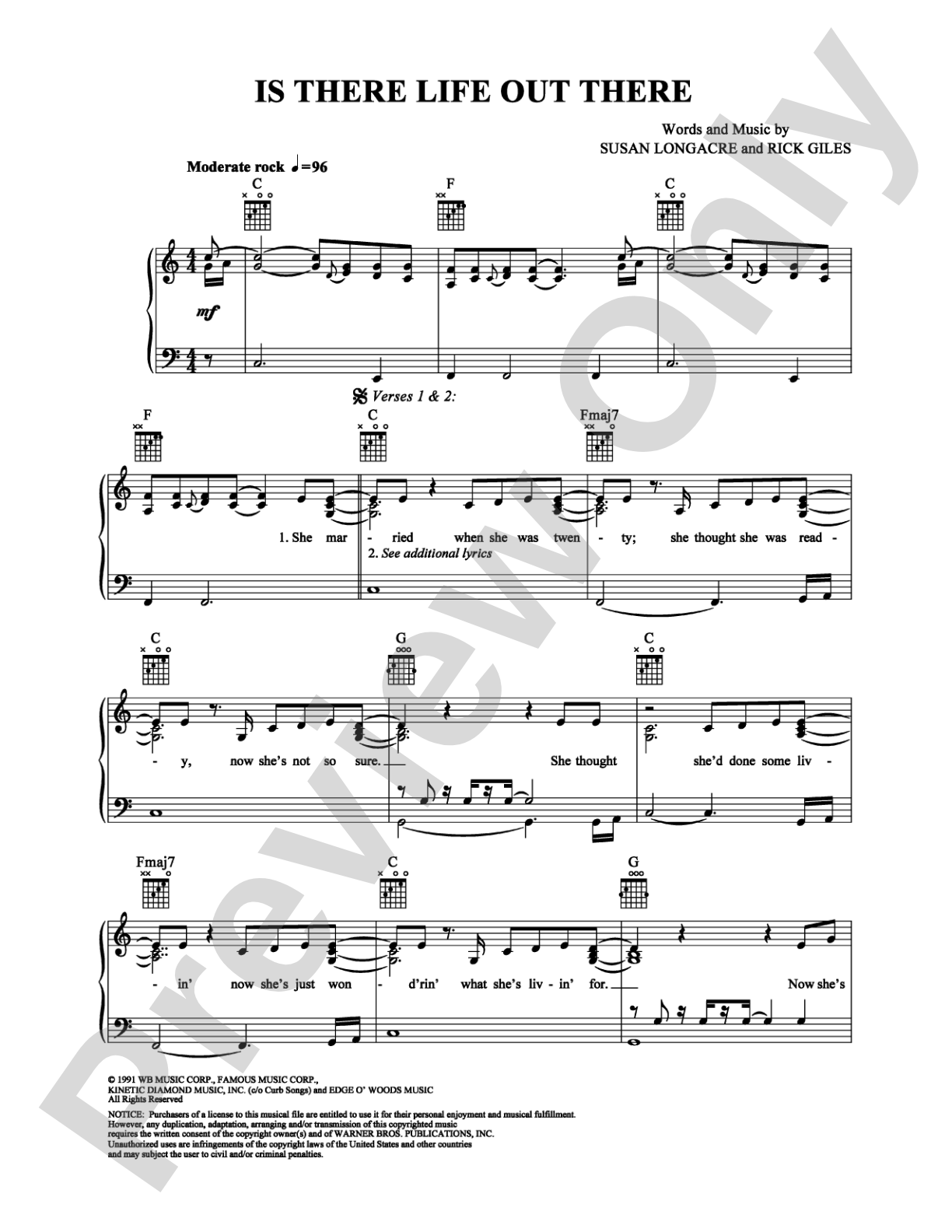 Is There Life Out There: Piano/Vocal/Chords Digital Sheet Music