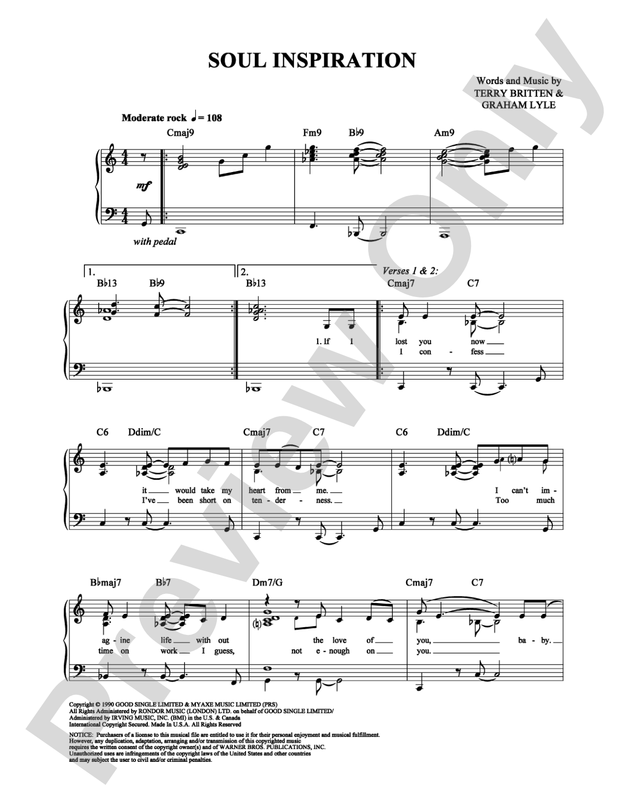Soul Inspiration: Piano/Vocal/Chords Digital Sheet Music