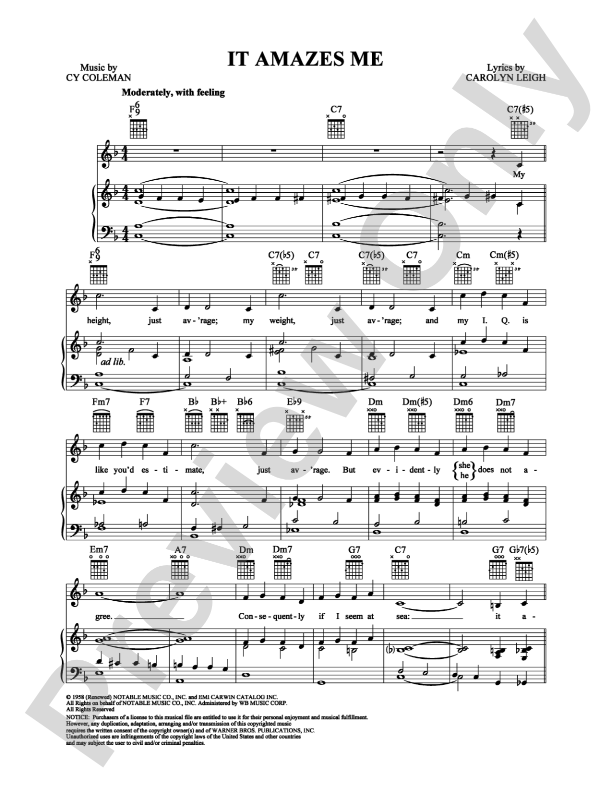 It Amazes Me: Piano/Vocal/Chords Digital Sheet Music