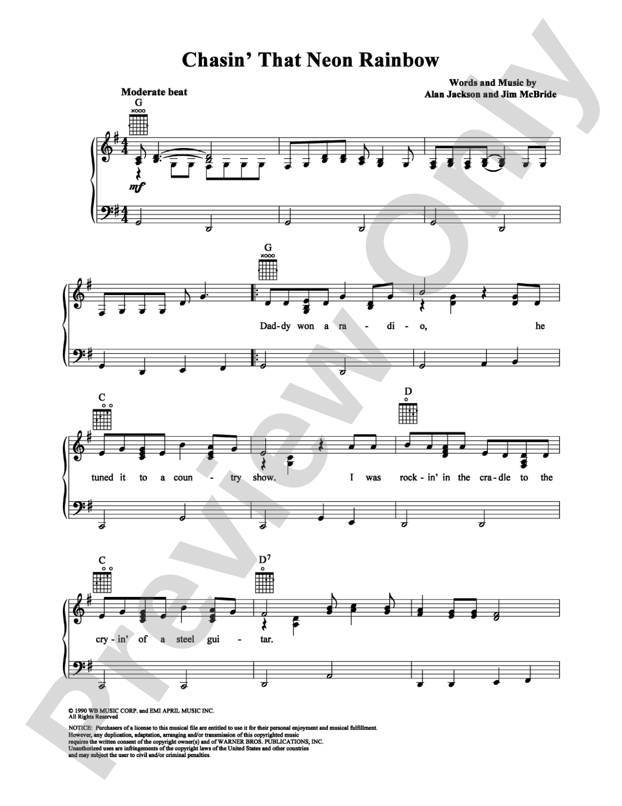 Chasin' That Neon Rainbow: Piano/Vocal/Chords Digital Sheet Music