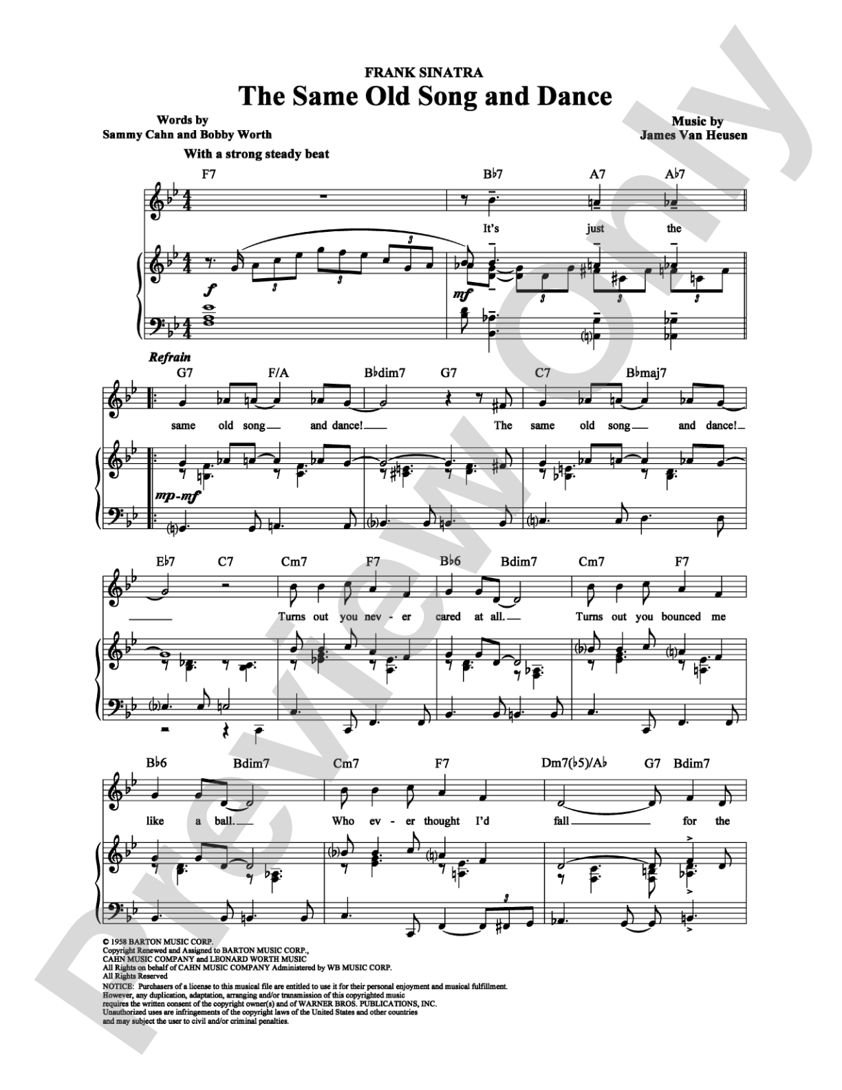 The Same Old Song and Dance: Piano/Vocal/Chords Digital Sheet Music