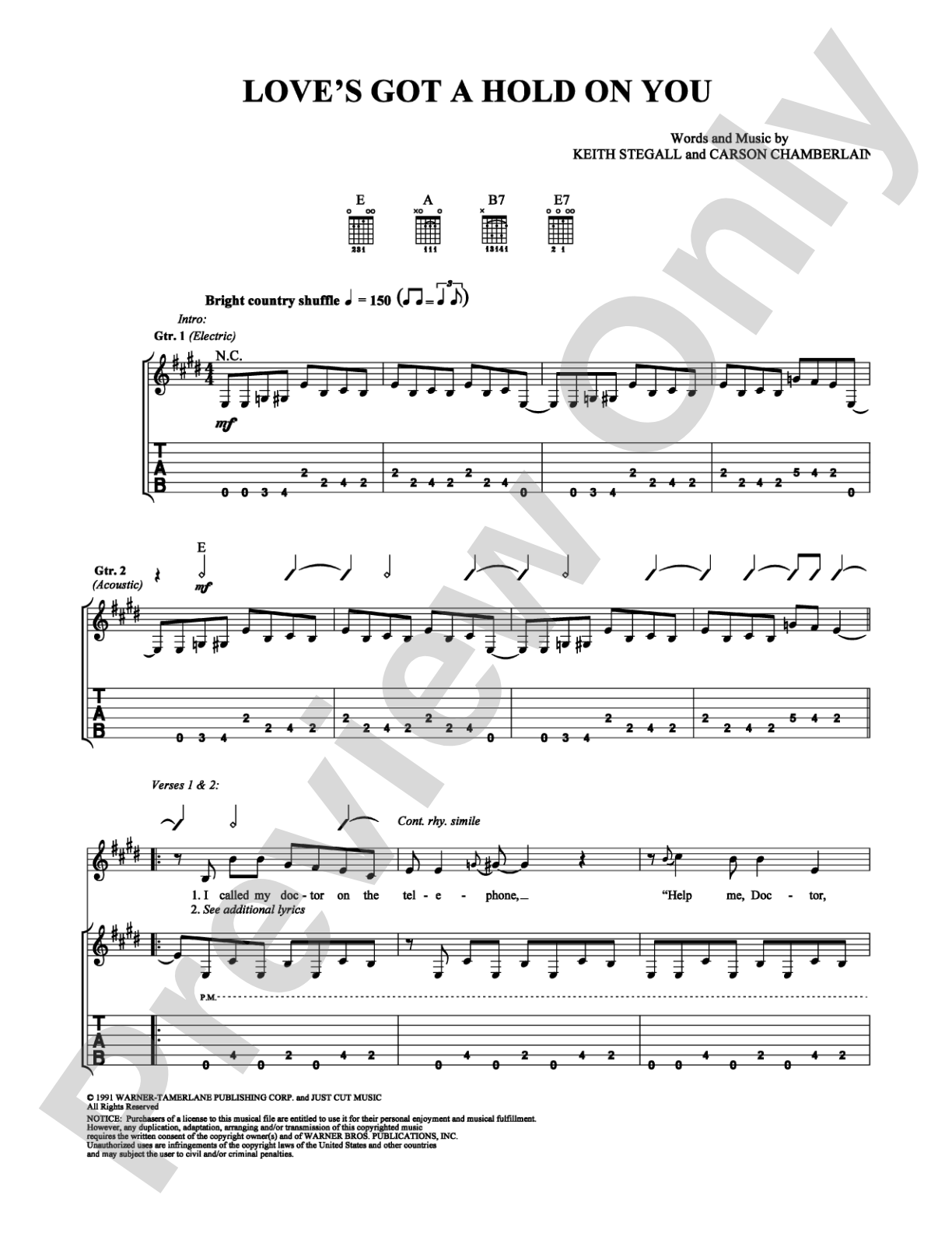 Love's Got A Hold On You: Guitar TAB Digital Sheet Music