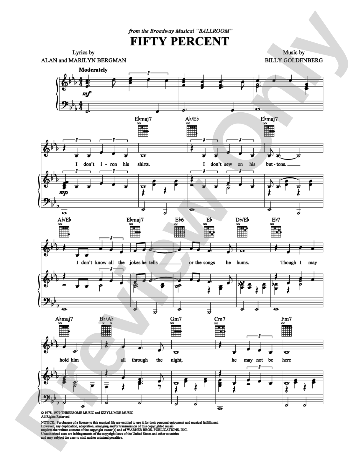Fifty Percent: Piano/Vocal/Chords Digital Sheet Music
