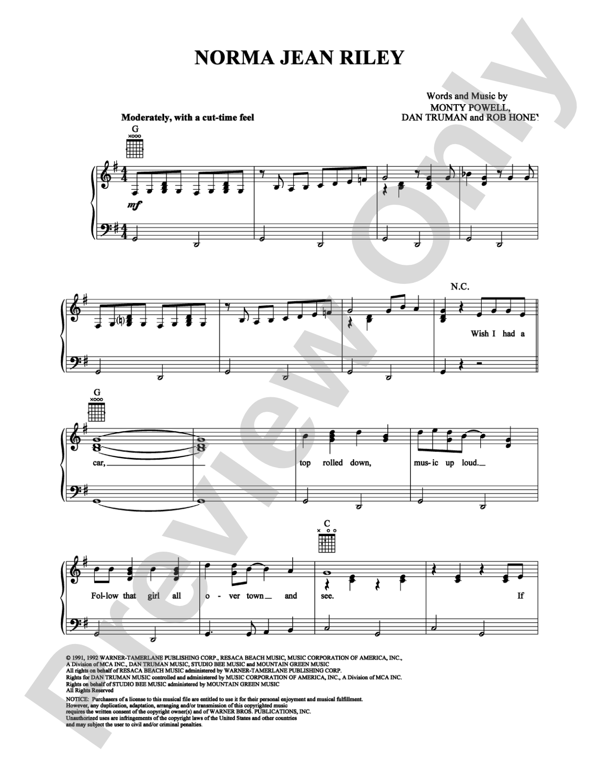 Norma Jean Riley: Piano/Vocal/Chords Digital Sheet Music