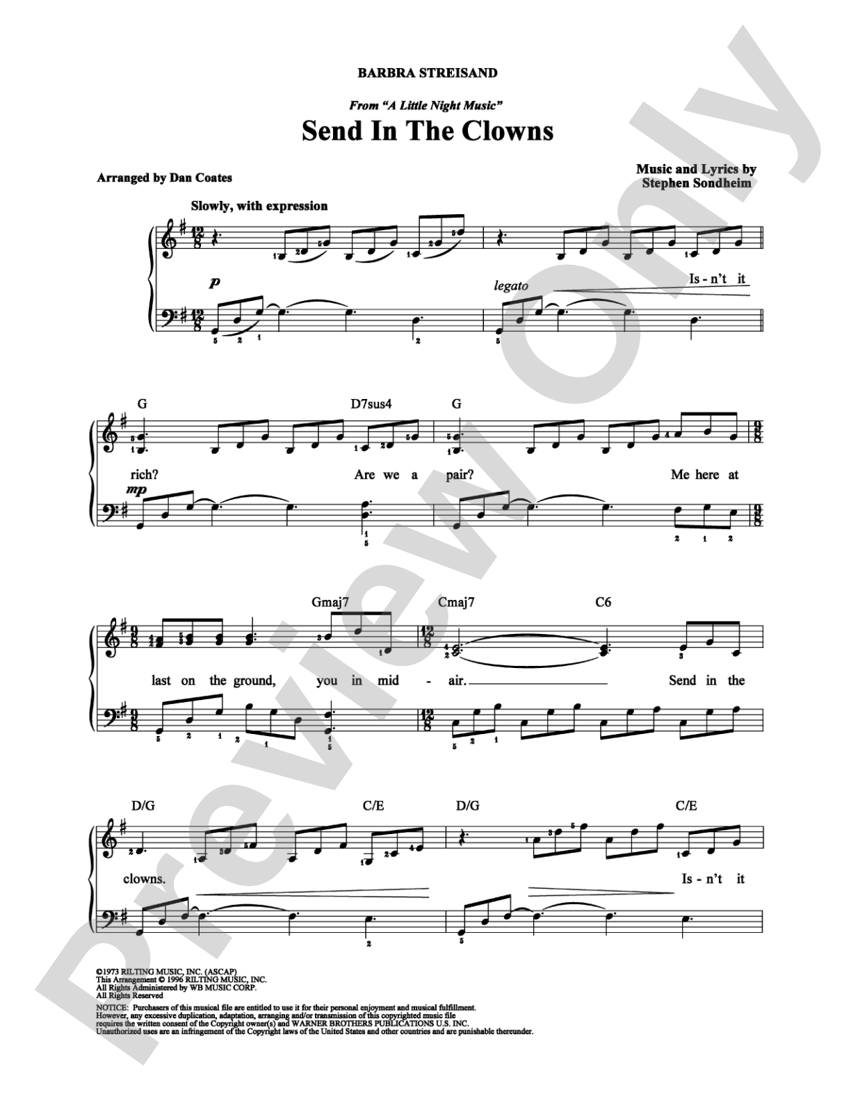 Send In The Clowns: Easy Piano Digital Sheet Music