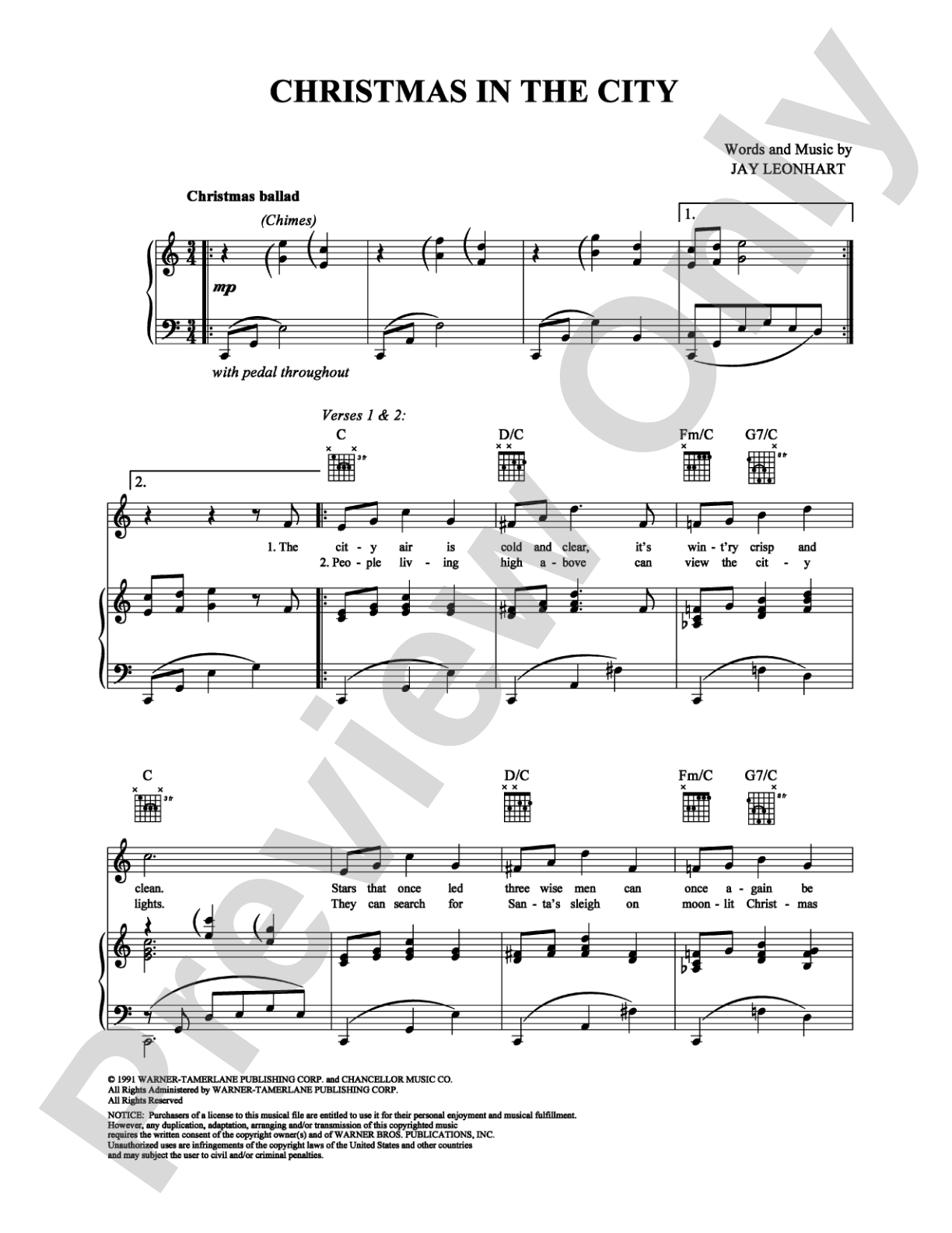 Christmas in the City: Piano/Vocal/Chords Digital Sheet Music