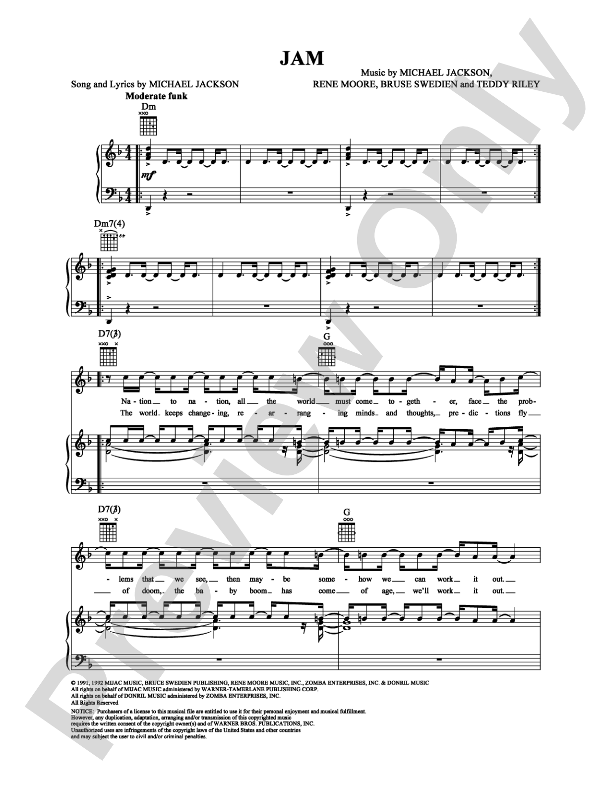 Jam: Piano/Vocal/Chords Digital Sheet Music