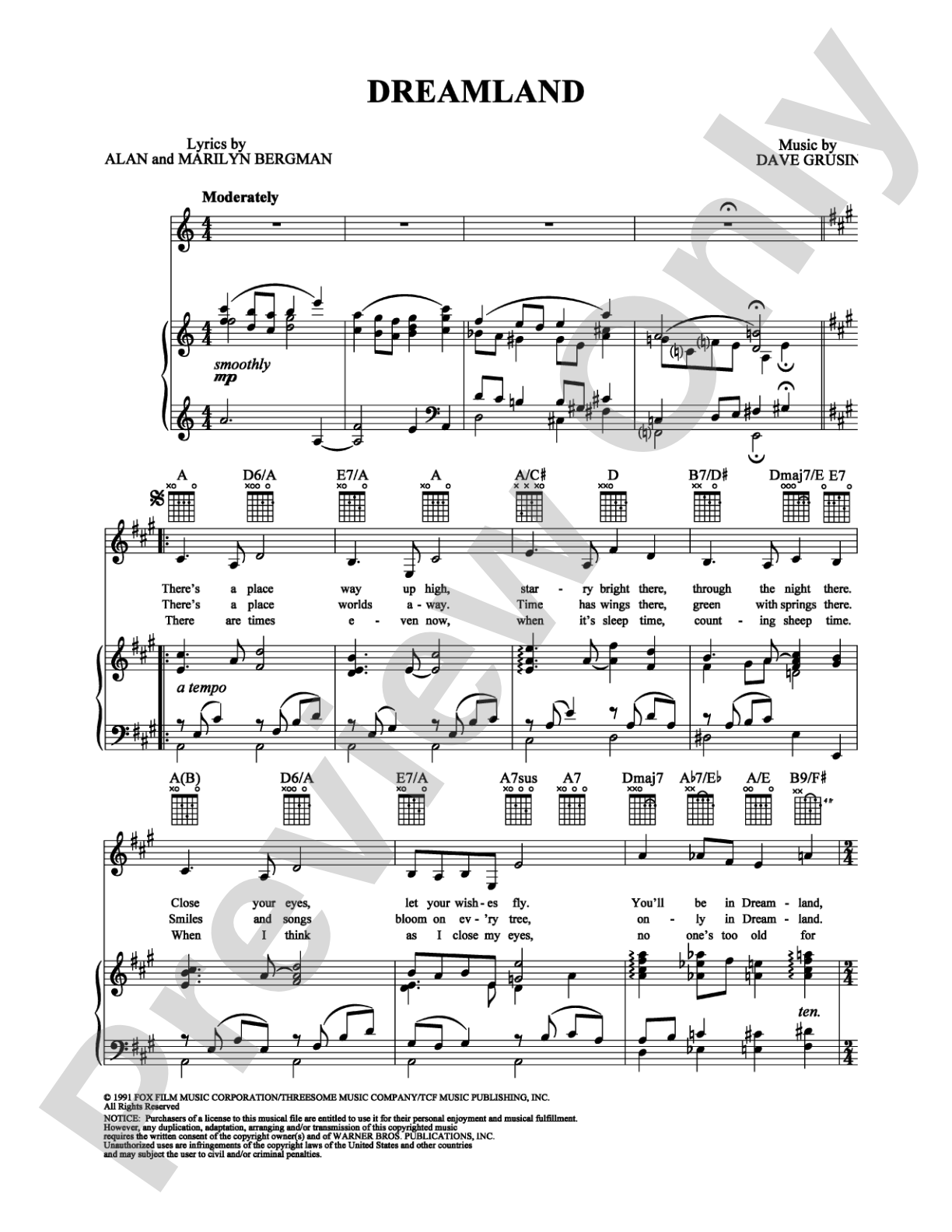 Dreamland: Piano/Vocal/Chords Digital Sheet Music