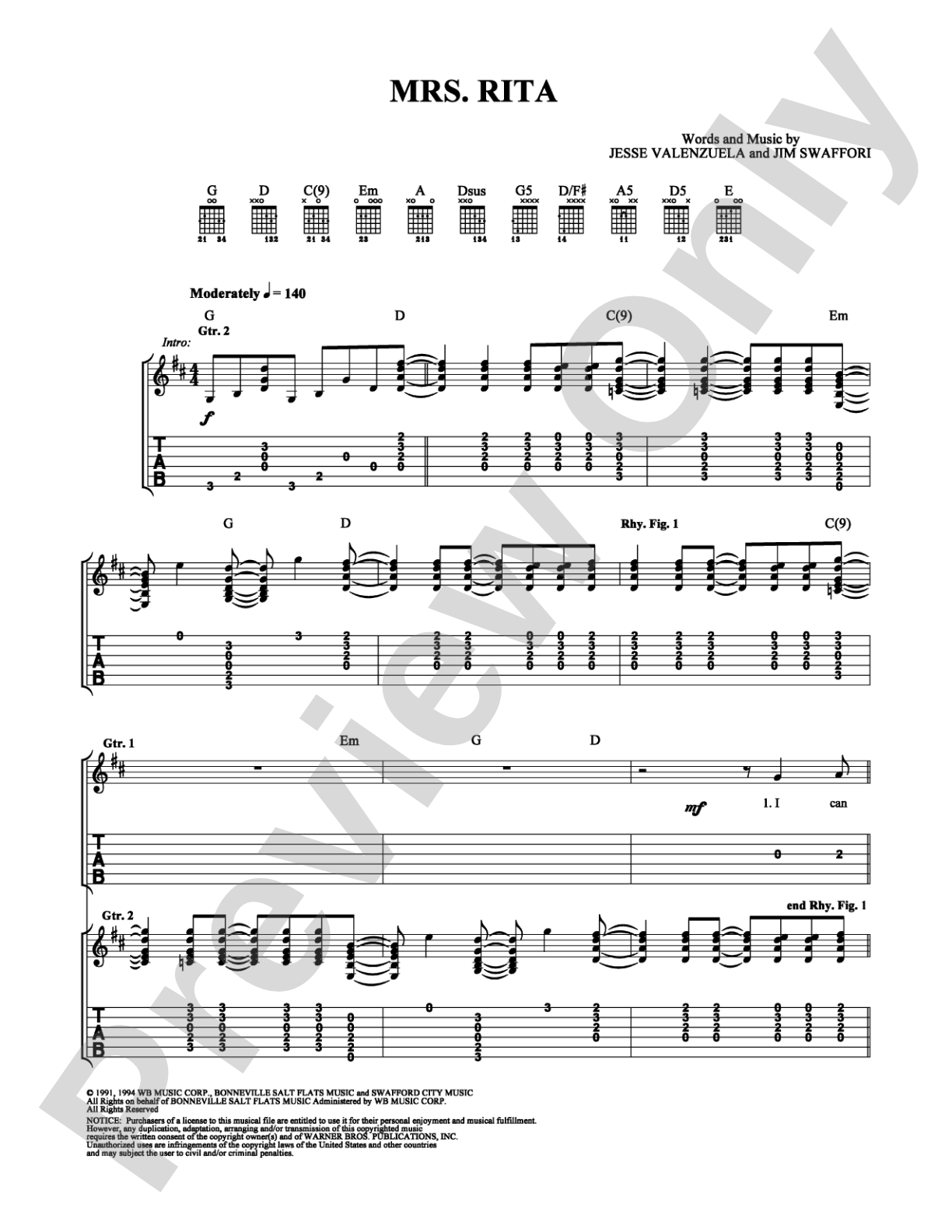 Mrs. Rita: Easy Guitar Digital Sheet Music