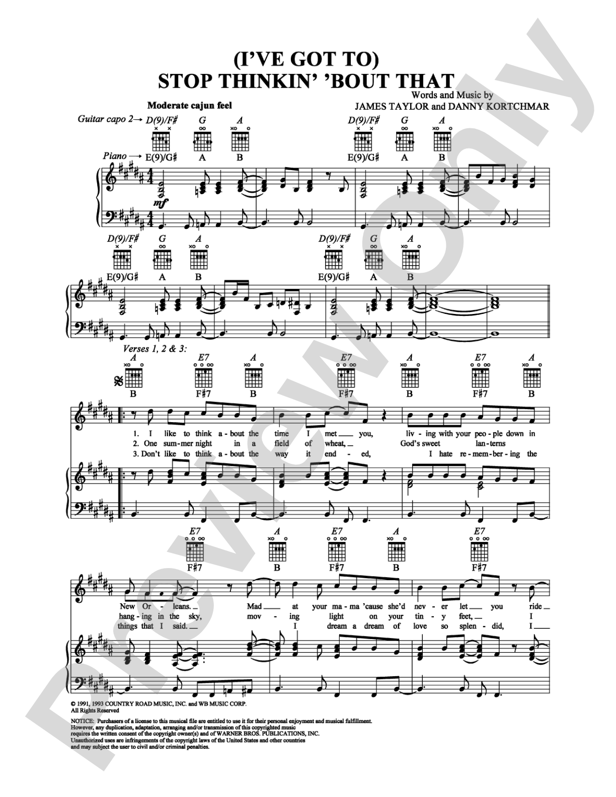 (I've Got To) Stop Thinkin' 'Bout That: Piano/Vocal/Chords Digital Sheet Music