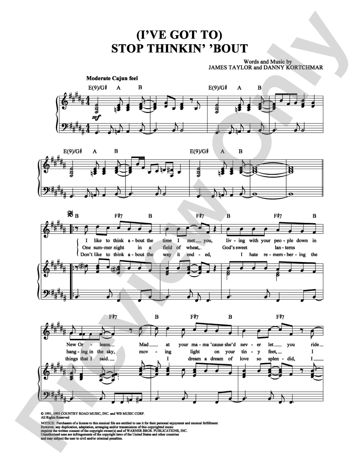 (I've Got To) Stop Thinkin' 'Bout: Piano/Vocal/Chords Digital Sheet Music