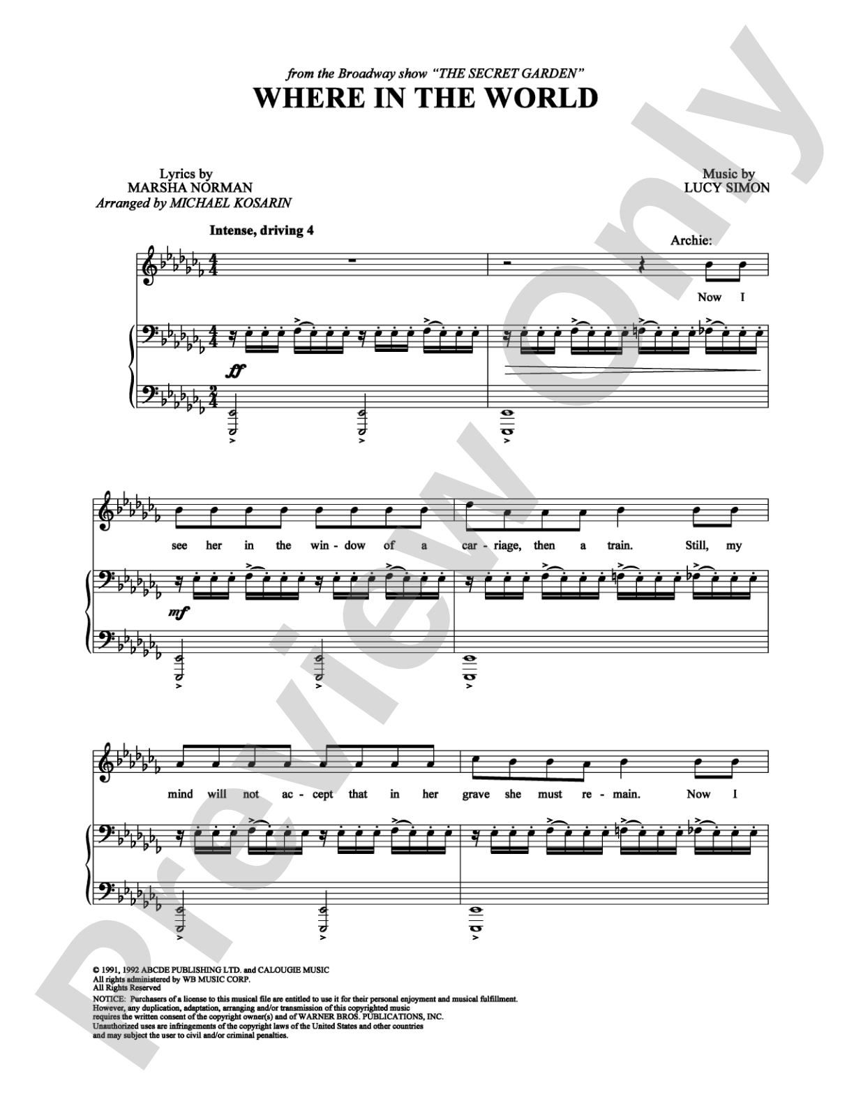 Where in the World: Piano/Vocal/Chords Digital Sheet Music
