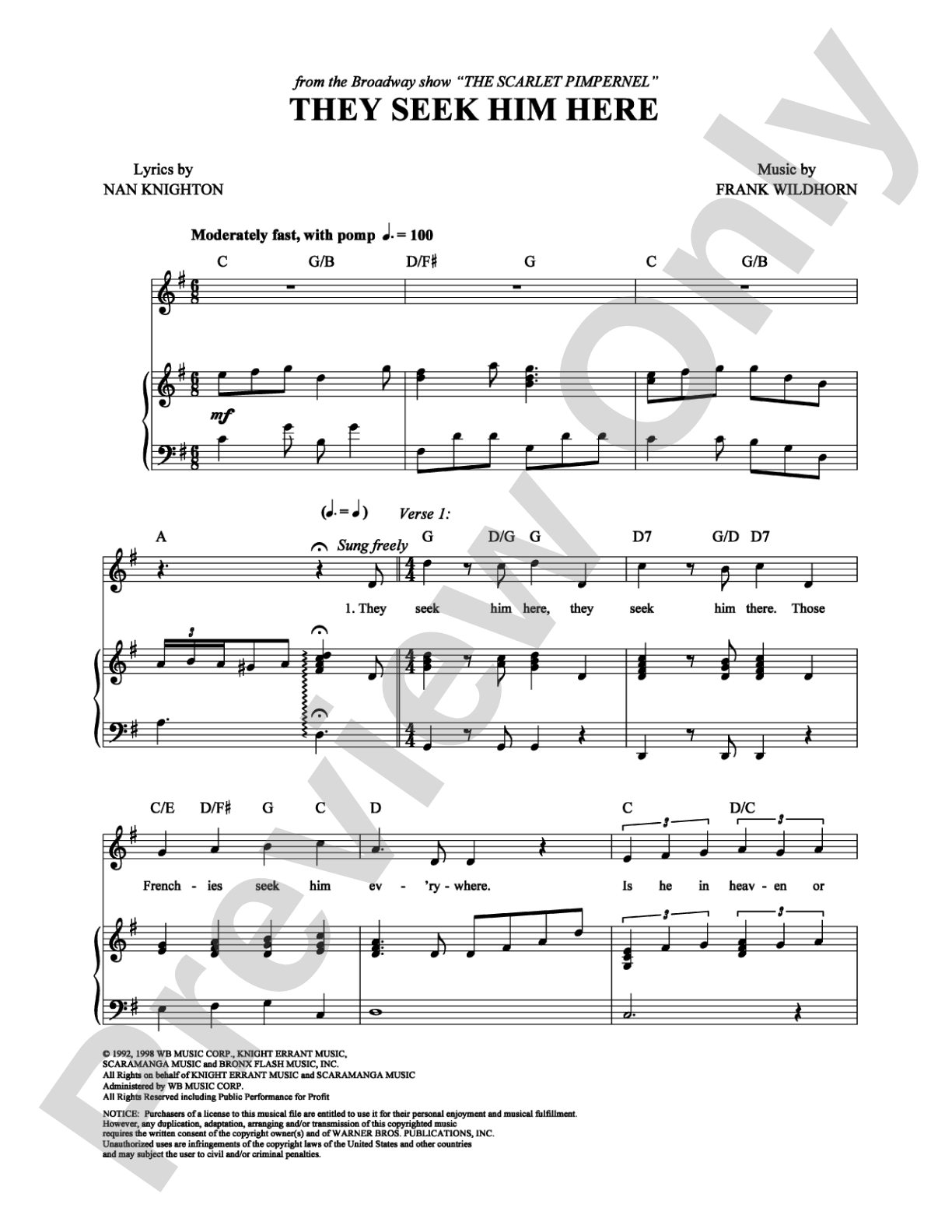 They Seek Him Here: Piano/Vocal/Chords Digital Sheet Music