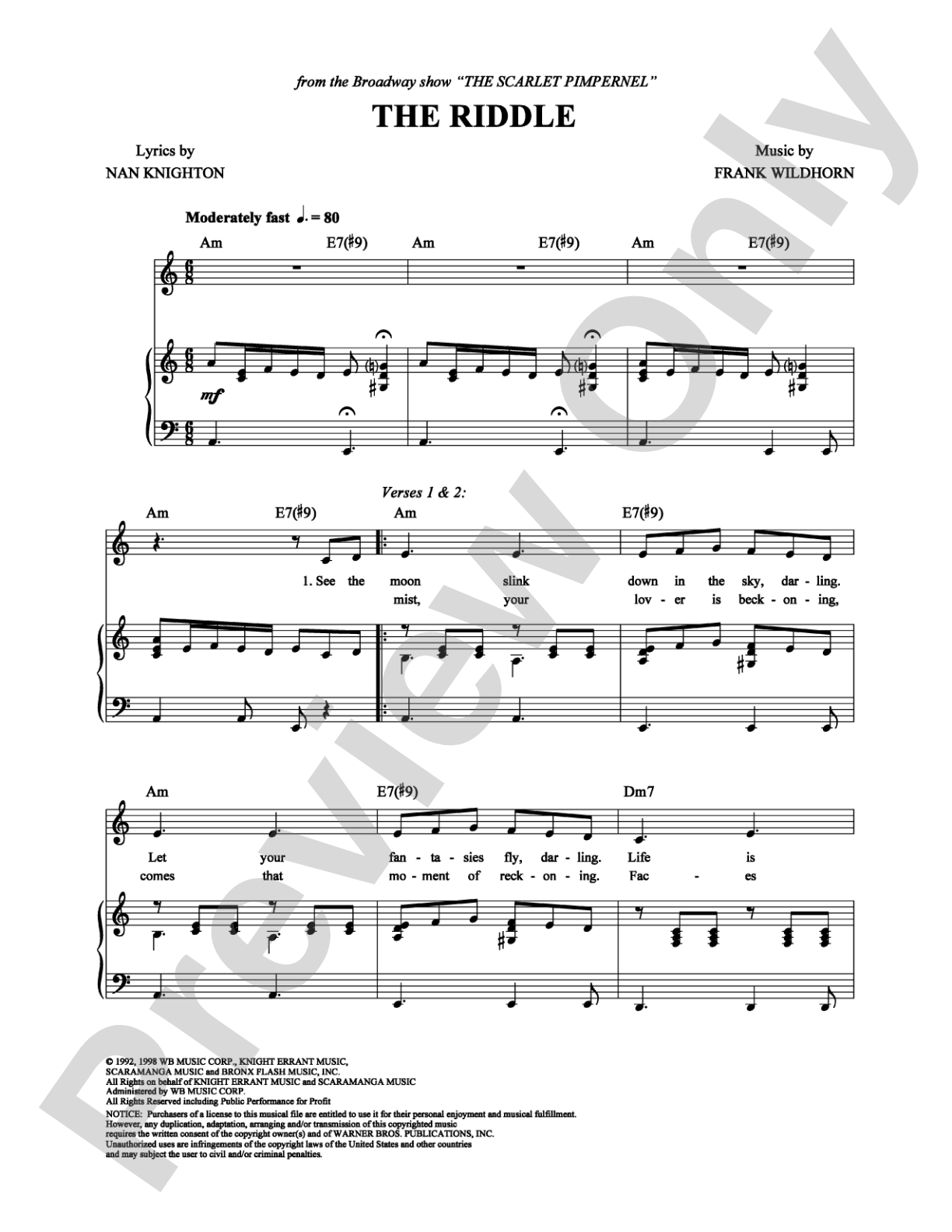 The Riddle: Piano/Vocal/Chords Digital Sheet Music