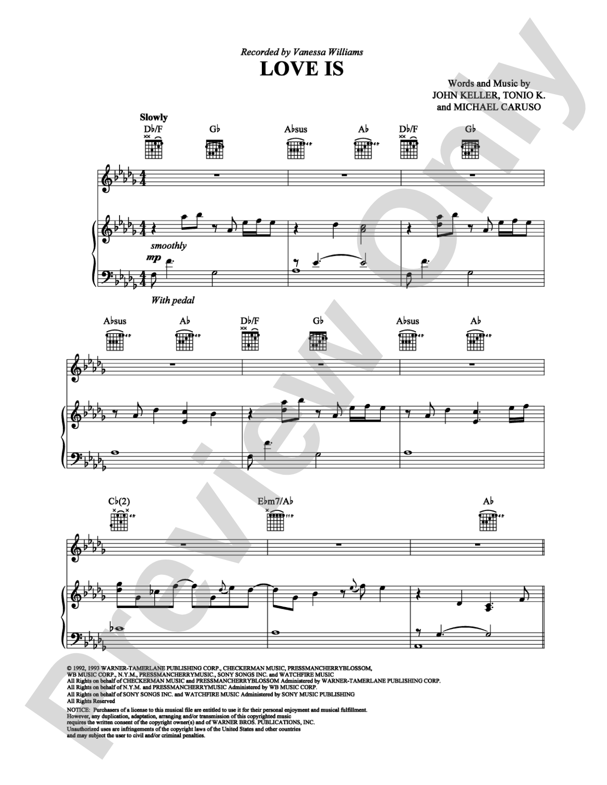 Love Is: Piano/Vocal/Chords Digital Sheet Music