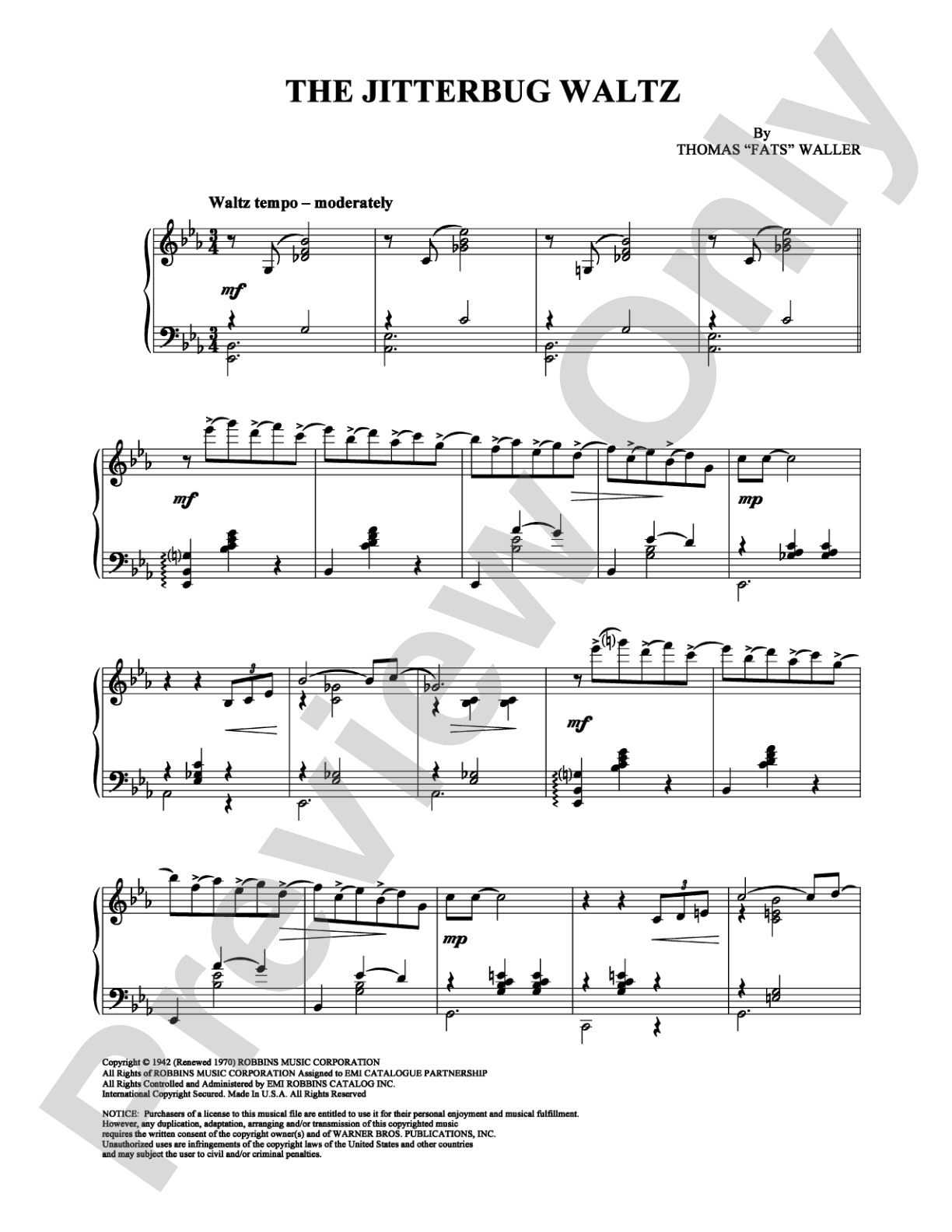 The Jitterbug Waltz: Piano Digital Sheet Music