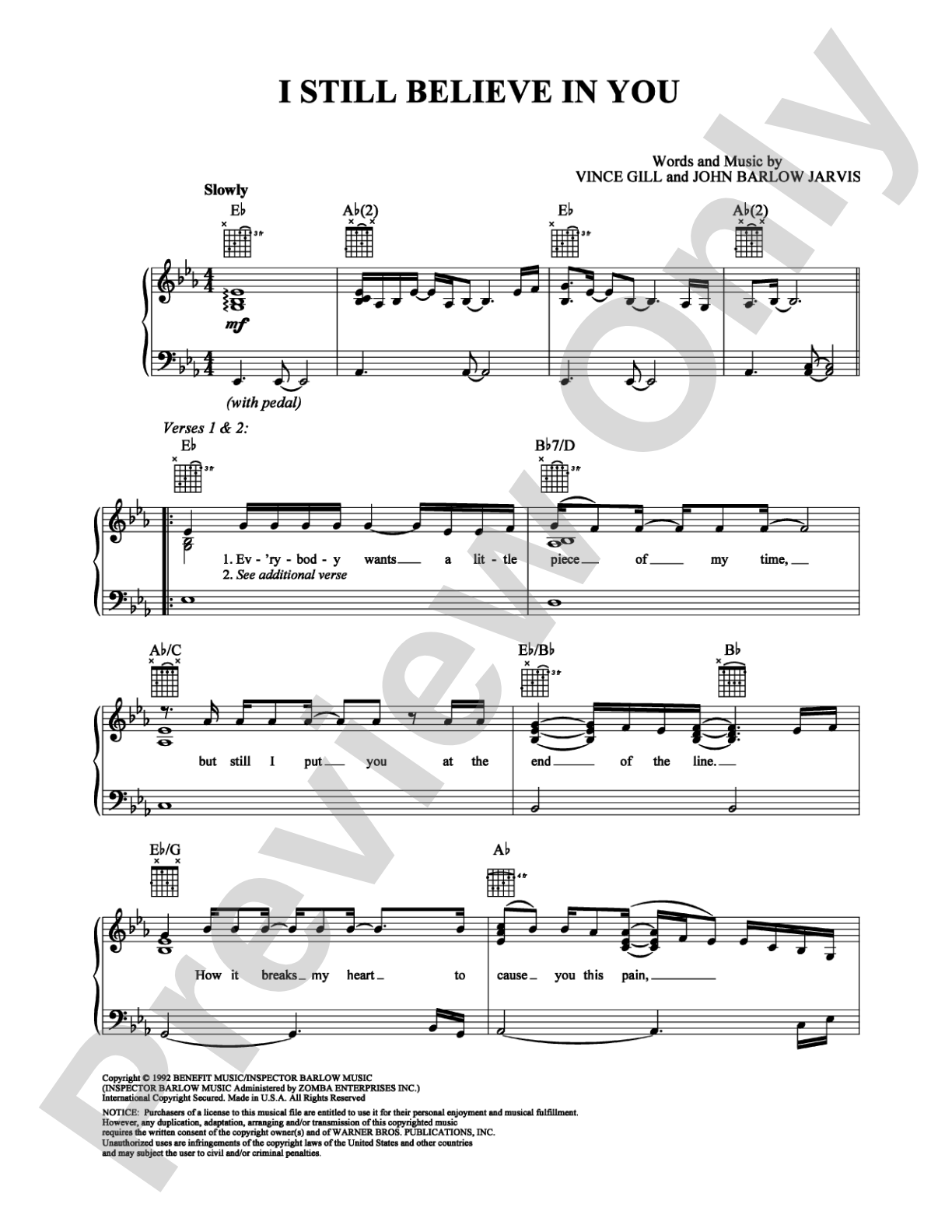 I Still Believe In You: Piano/Vocal/Chords Digital Sheet Music