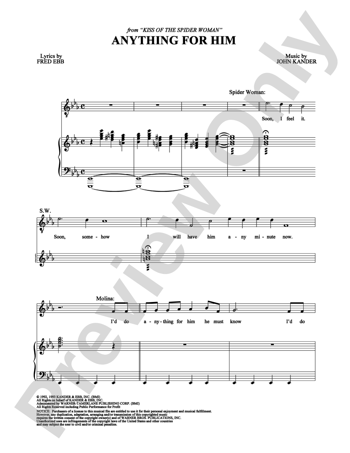 Anything For Him: Piano/Vocal/Chords Digital Sheet Music