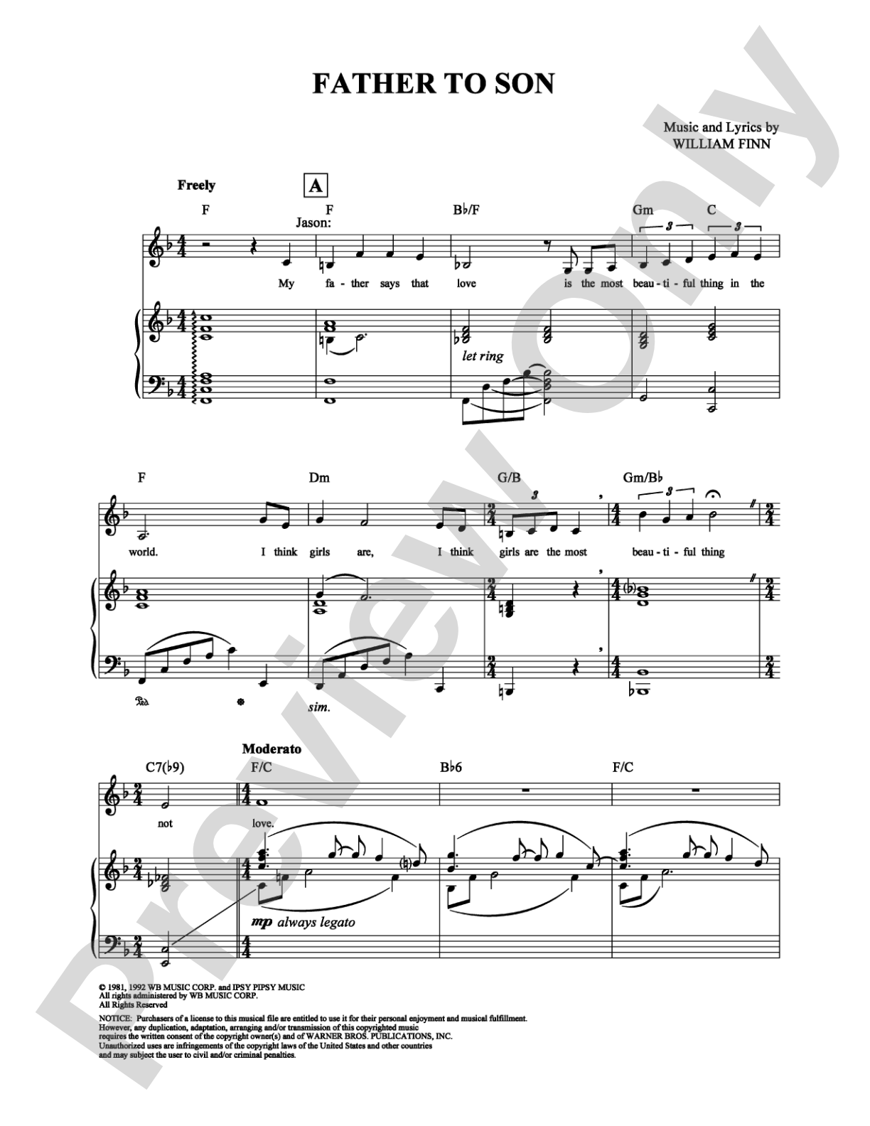 Father to Son: Piano/Vocal/Chords Digital Sheet Music