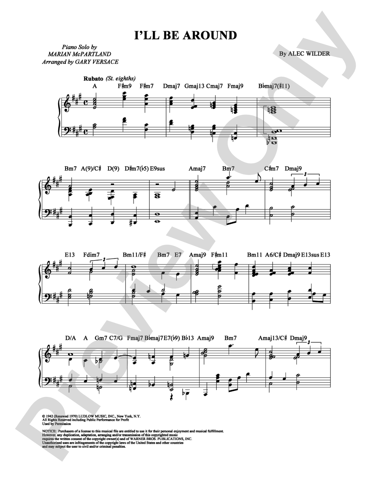 I'll Be Around: Piano Digital Sheet Music