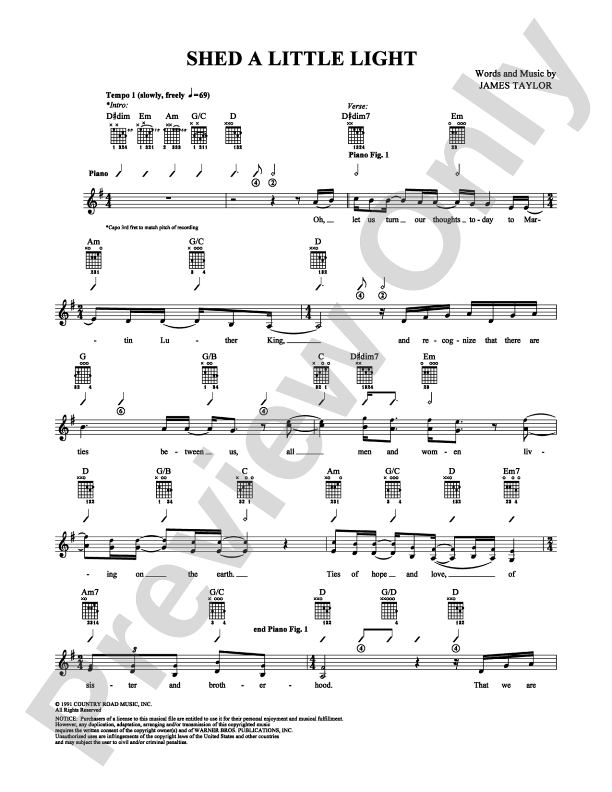 Shed a Little Light: Guitar TAB Digital Sheet Music