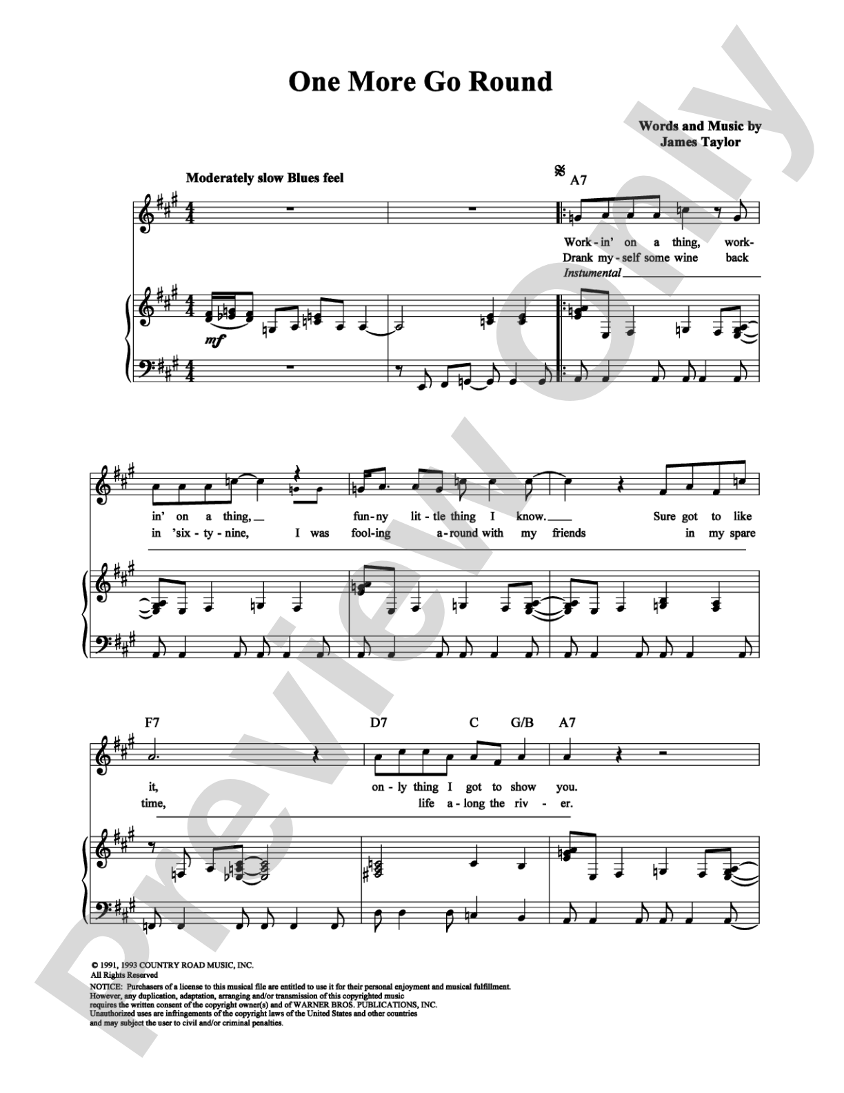 One More Go Round: Piano/Vocal/Chords Digital Sheet Music