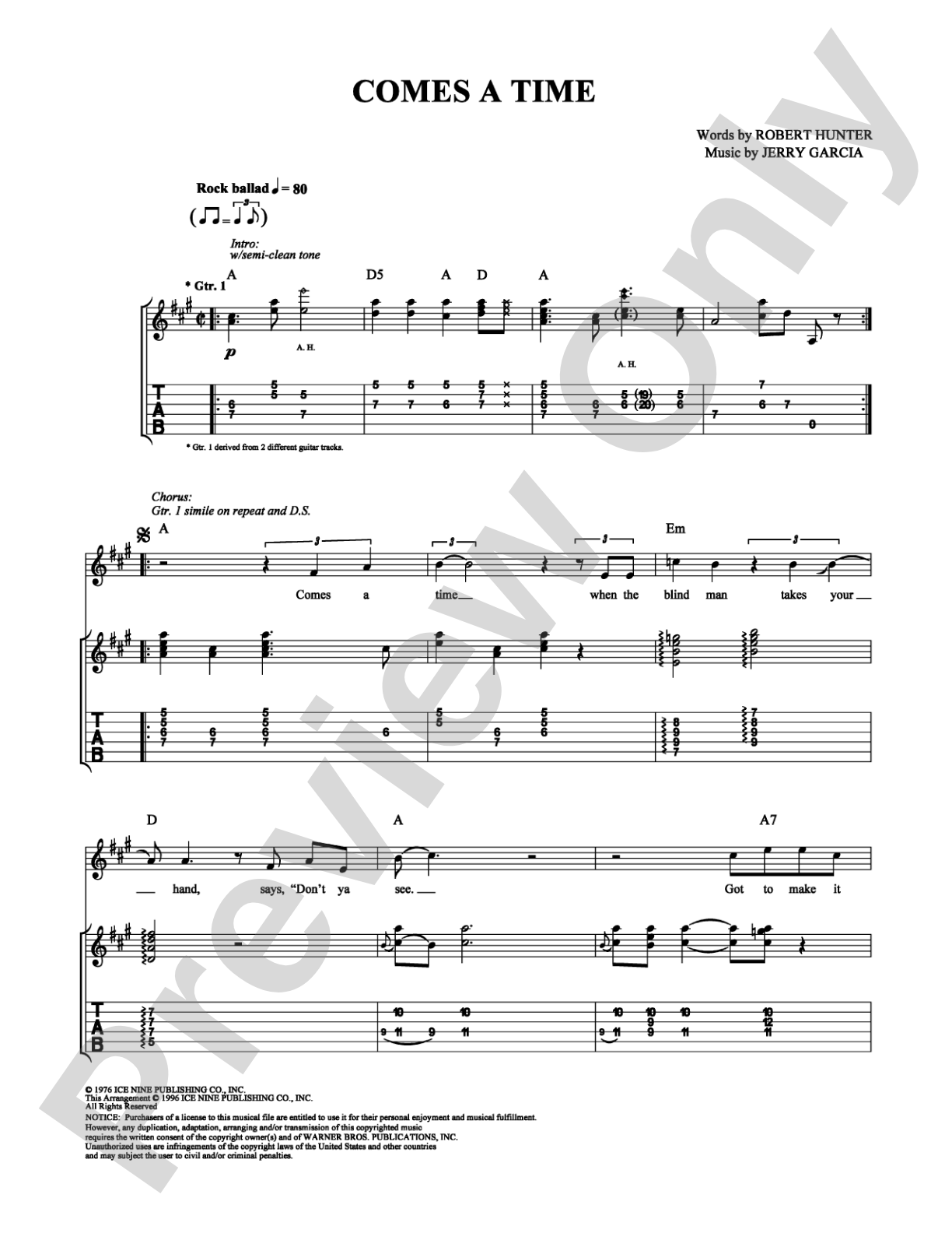 Comes a Time: Guitar TAB Digital Sheet Music