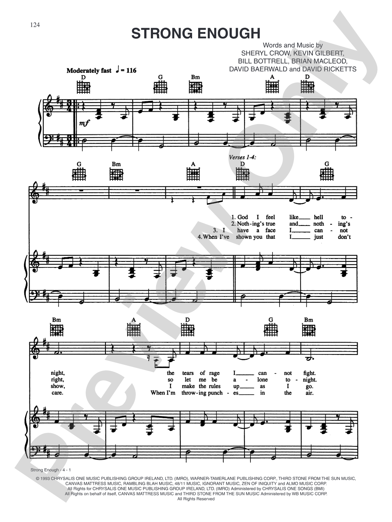 Strong Enough: Piano/Vocal/Chords Digital Sheet Music