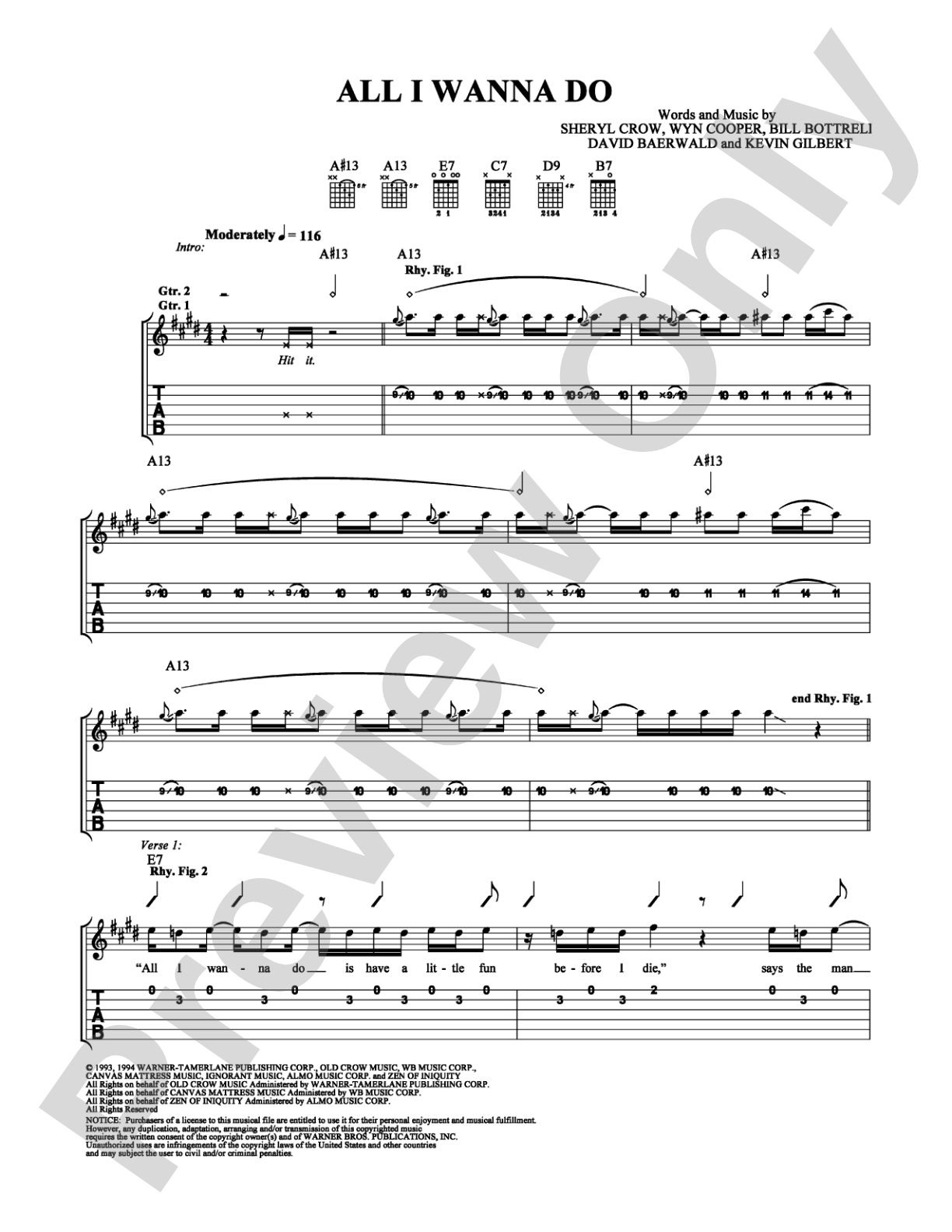 All I Wanna Do: Easy Guitar Digital Sheet Music