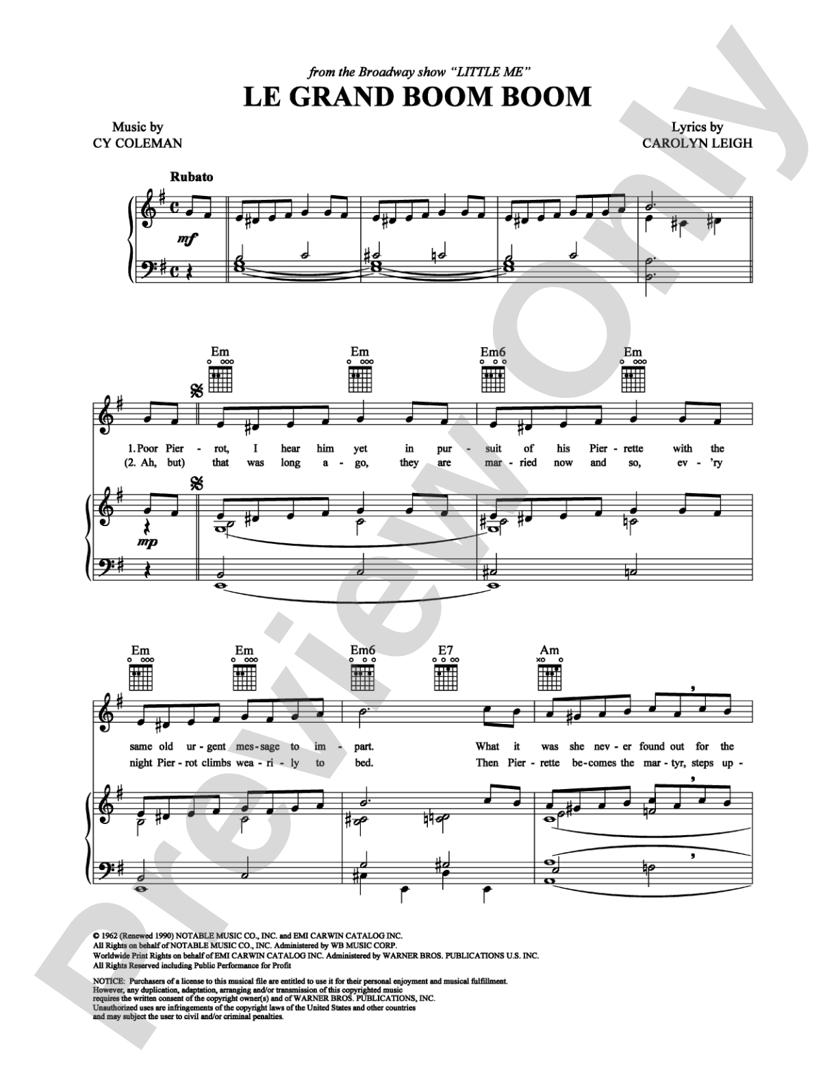 Le Grand Boom Boom: Piano/Vocal/Chords Digital Sheet Music