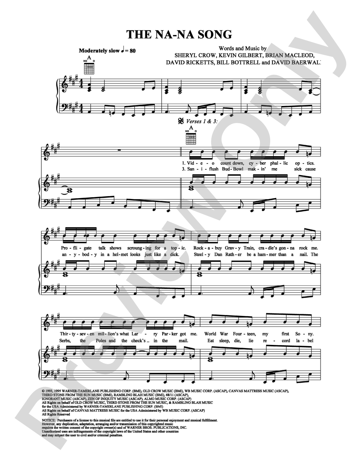 The Na-Na Song: Piano/Vocal/Chords Digital Sheet Music
