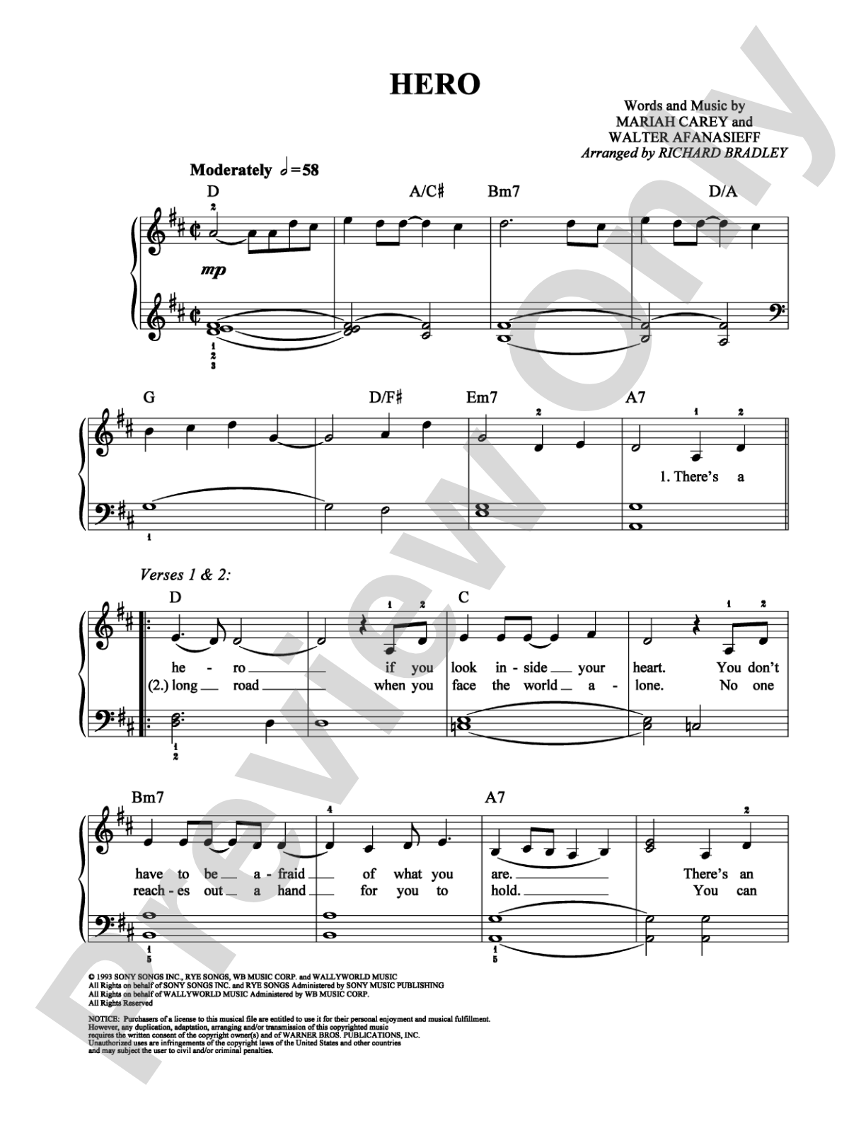 Hero: Easy Piano Digital Sheet Music