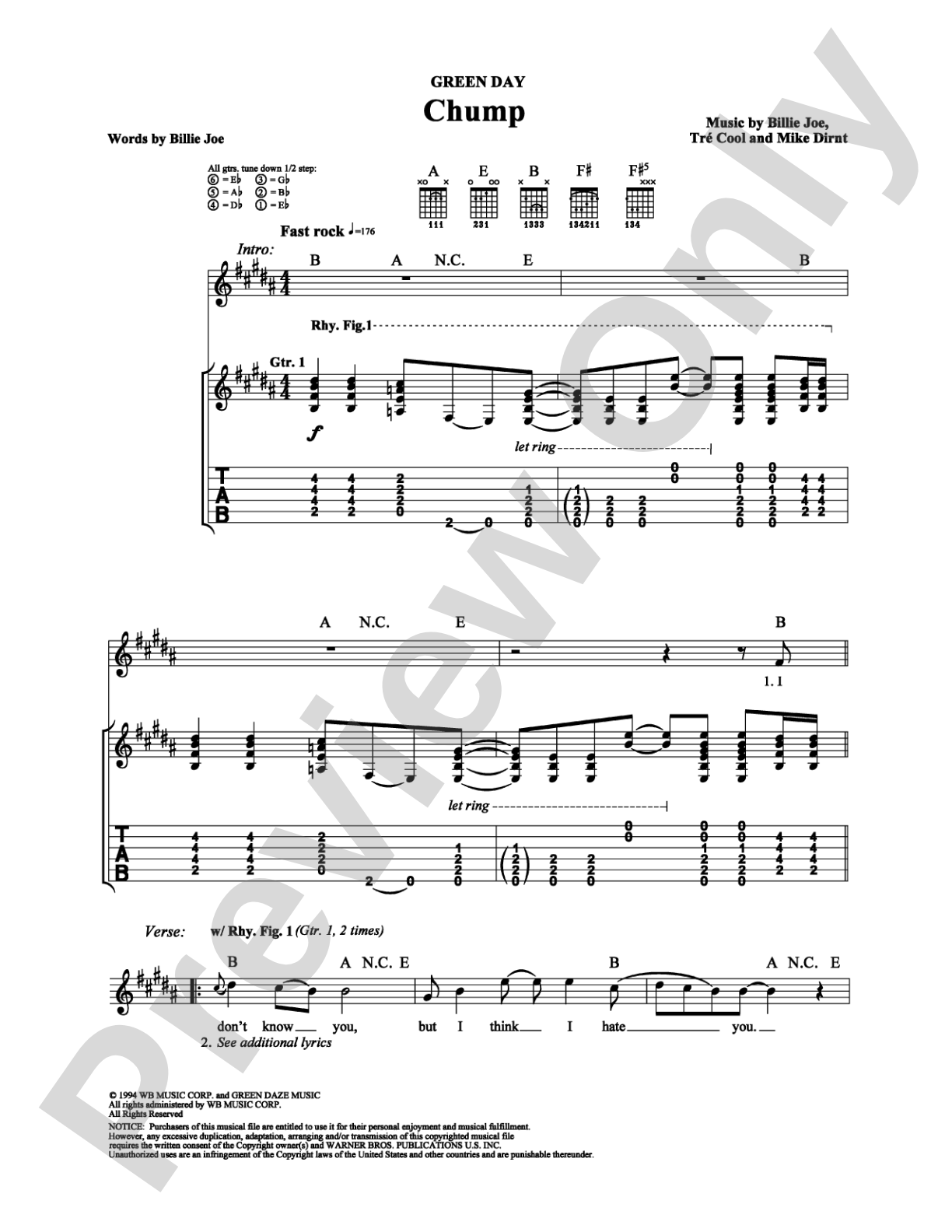 Chump: Guitar TAB Digital Sheet Music