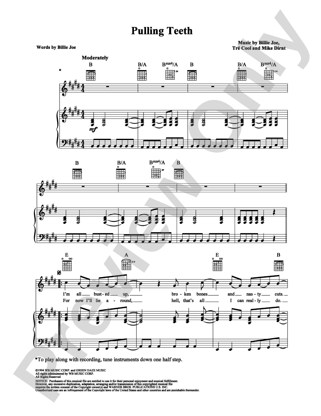 Pulling Teeth: Piano/Vocal/Chords Digital Sheet Music