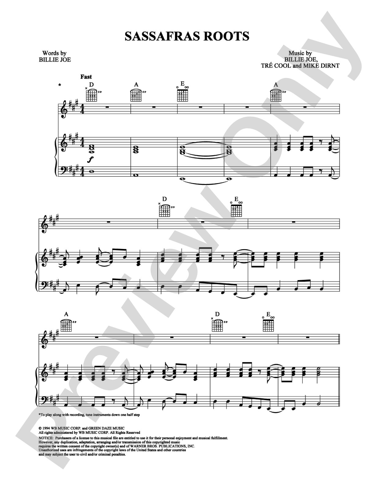 Sassafras Roots: Piano/Vocal/Chords Digital Sheet Music