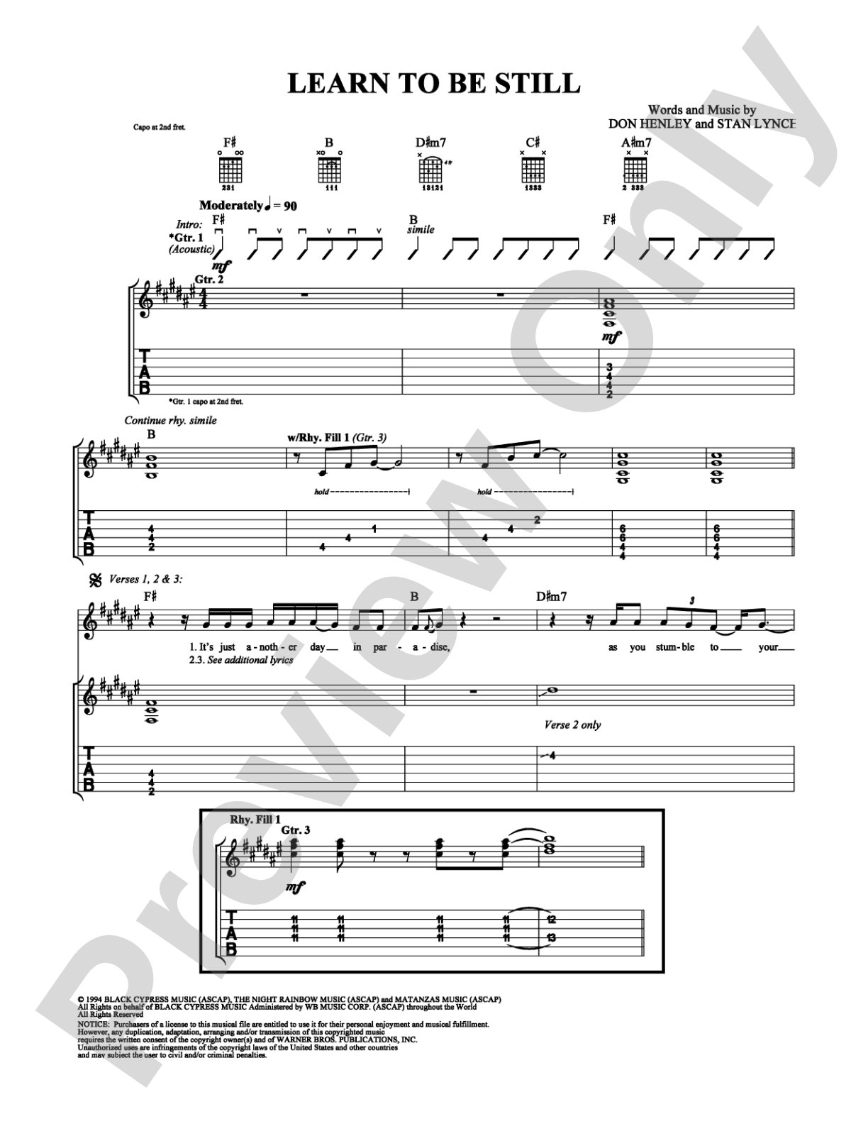 Learn To Be Still: Guitar TAB Digital Sheet Music