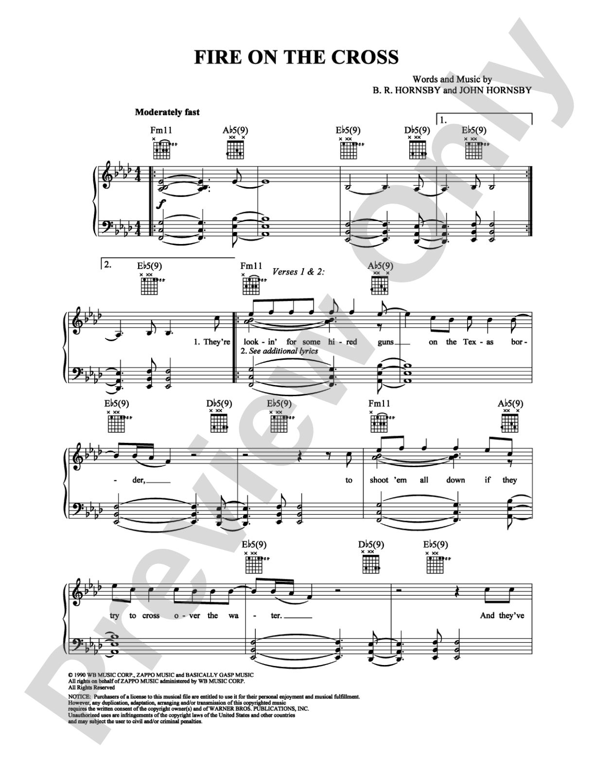Fire on the Cross: Piano/Vocal/Chords Digital Sheet Music