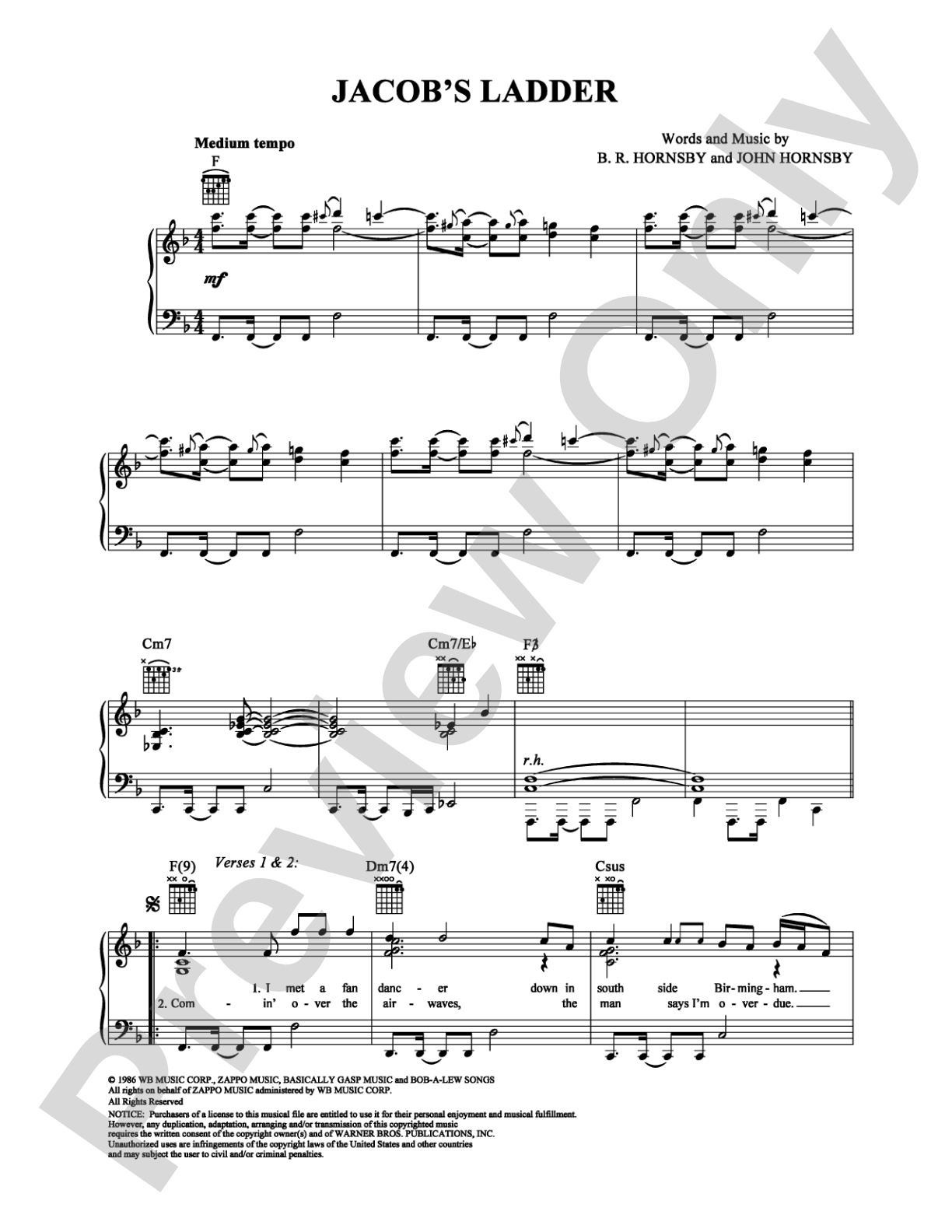Jacob's Ladder: Piano/Vocal/Chords Digital Sheet Music