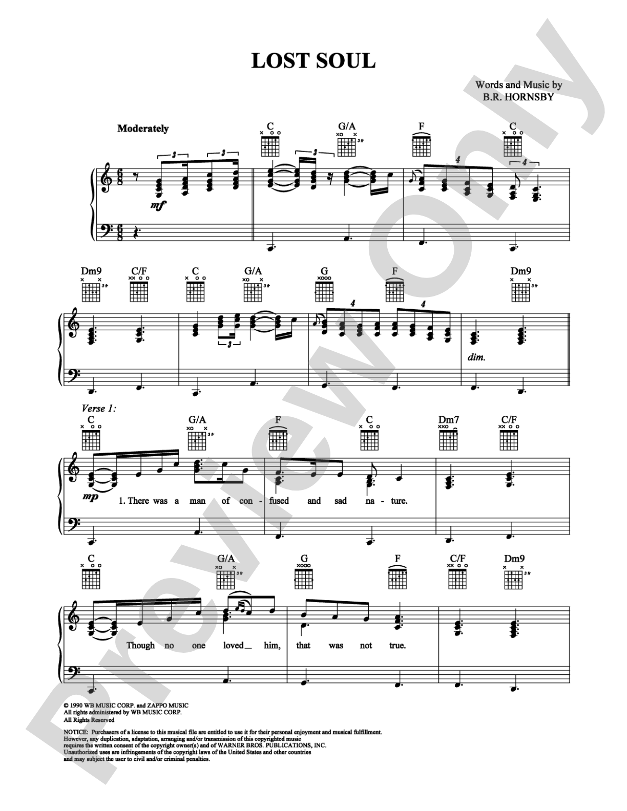 Lost Soul: Piano/Vocal/Chords Digital Sheet Music